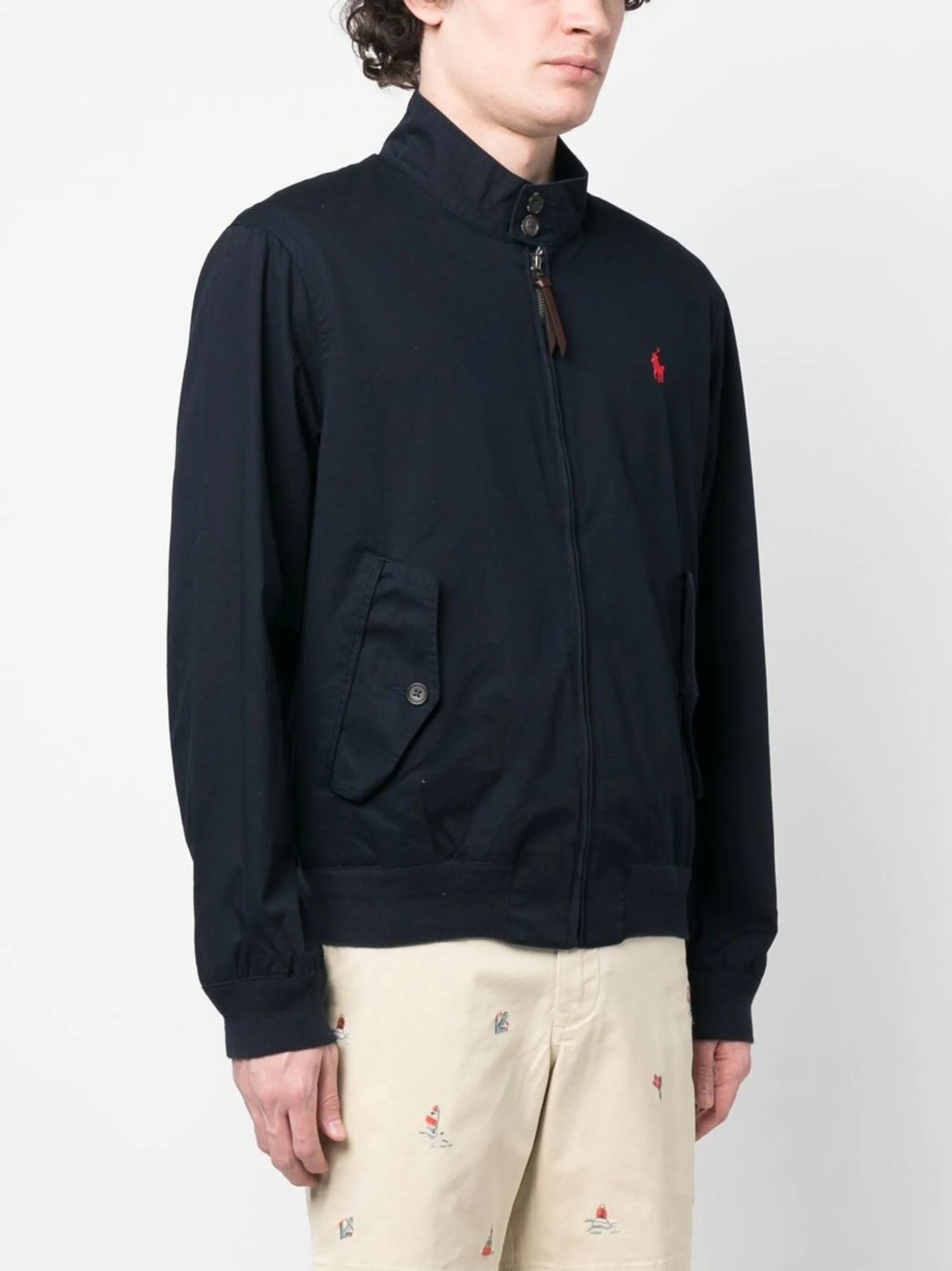 embroidered-logo lined windbreaker