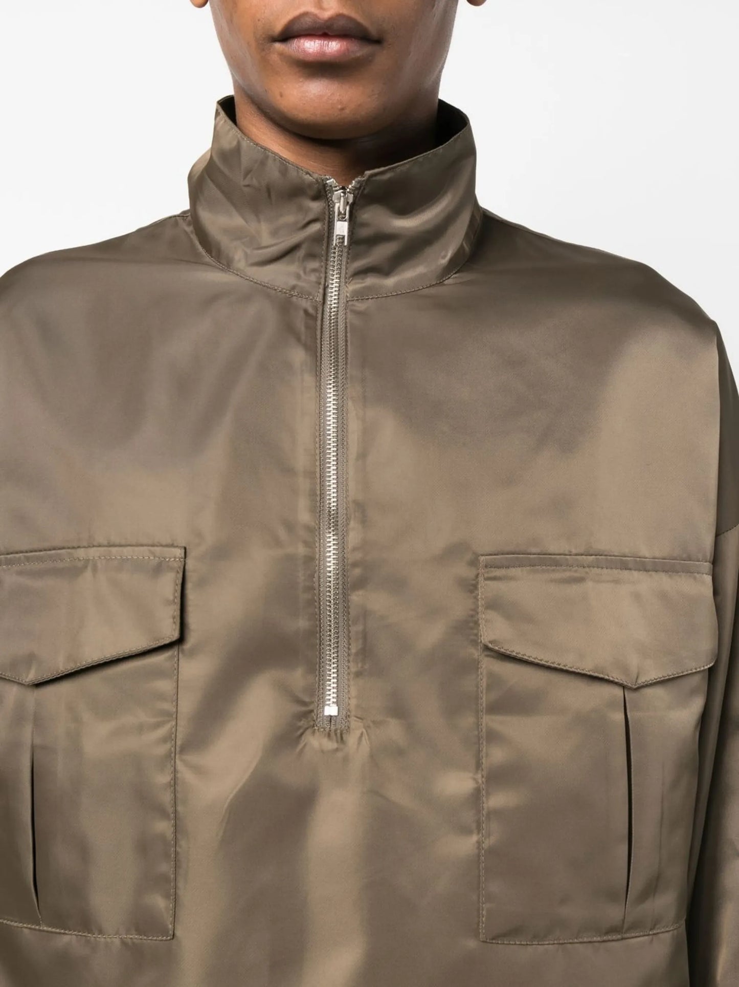 sheen finish pullover jacket