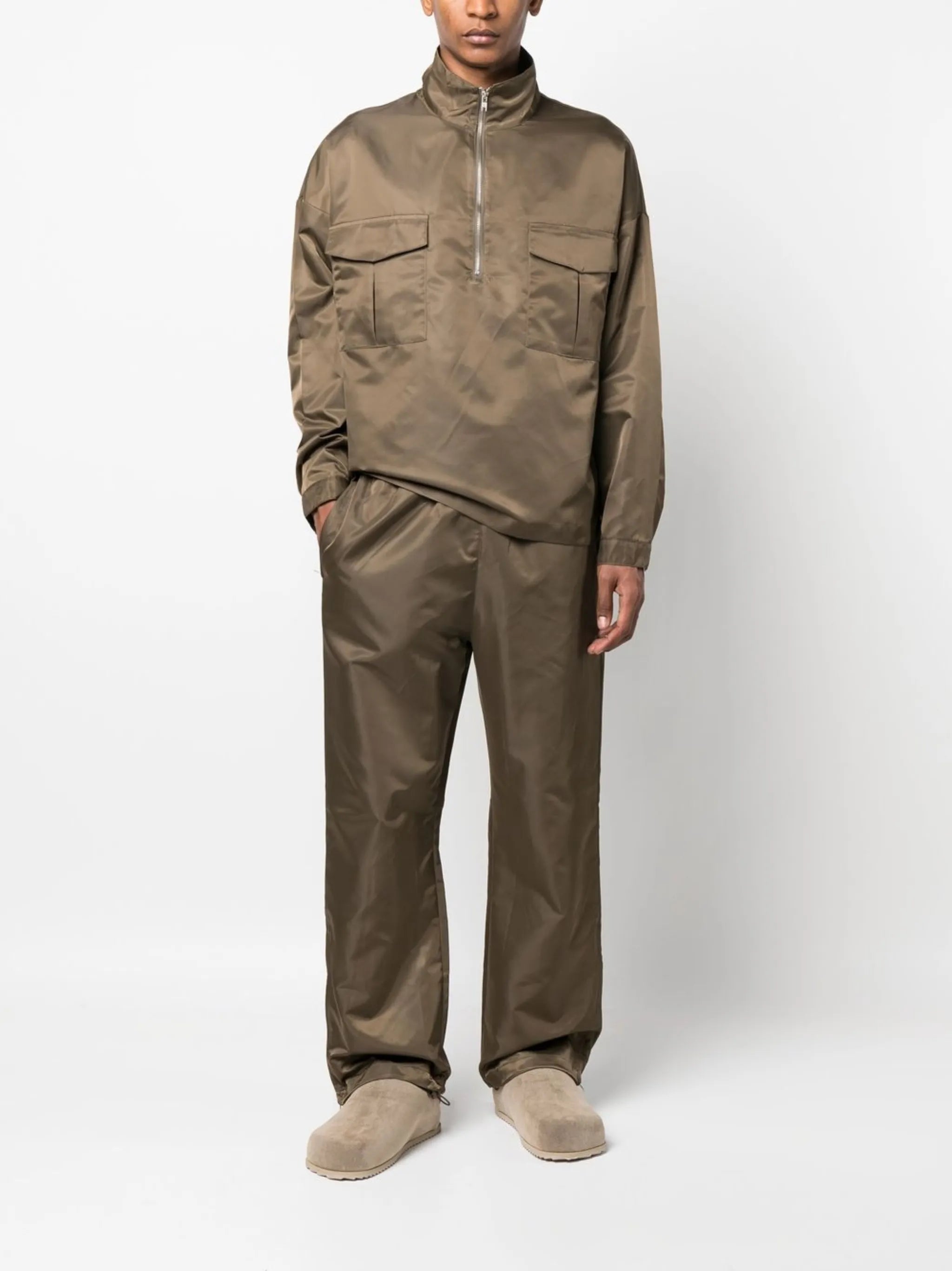 sheen finish pullover jacket