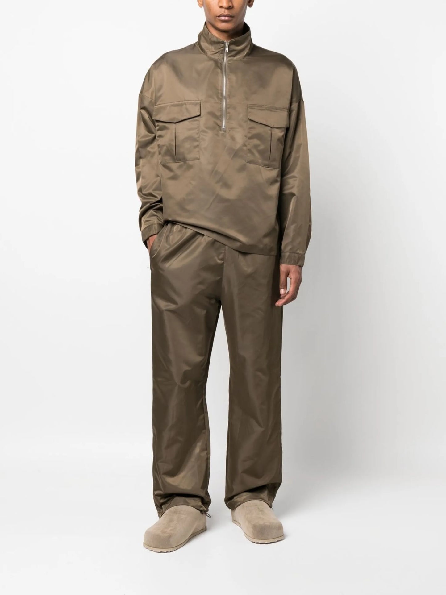 sheen finish pullover jacket