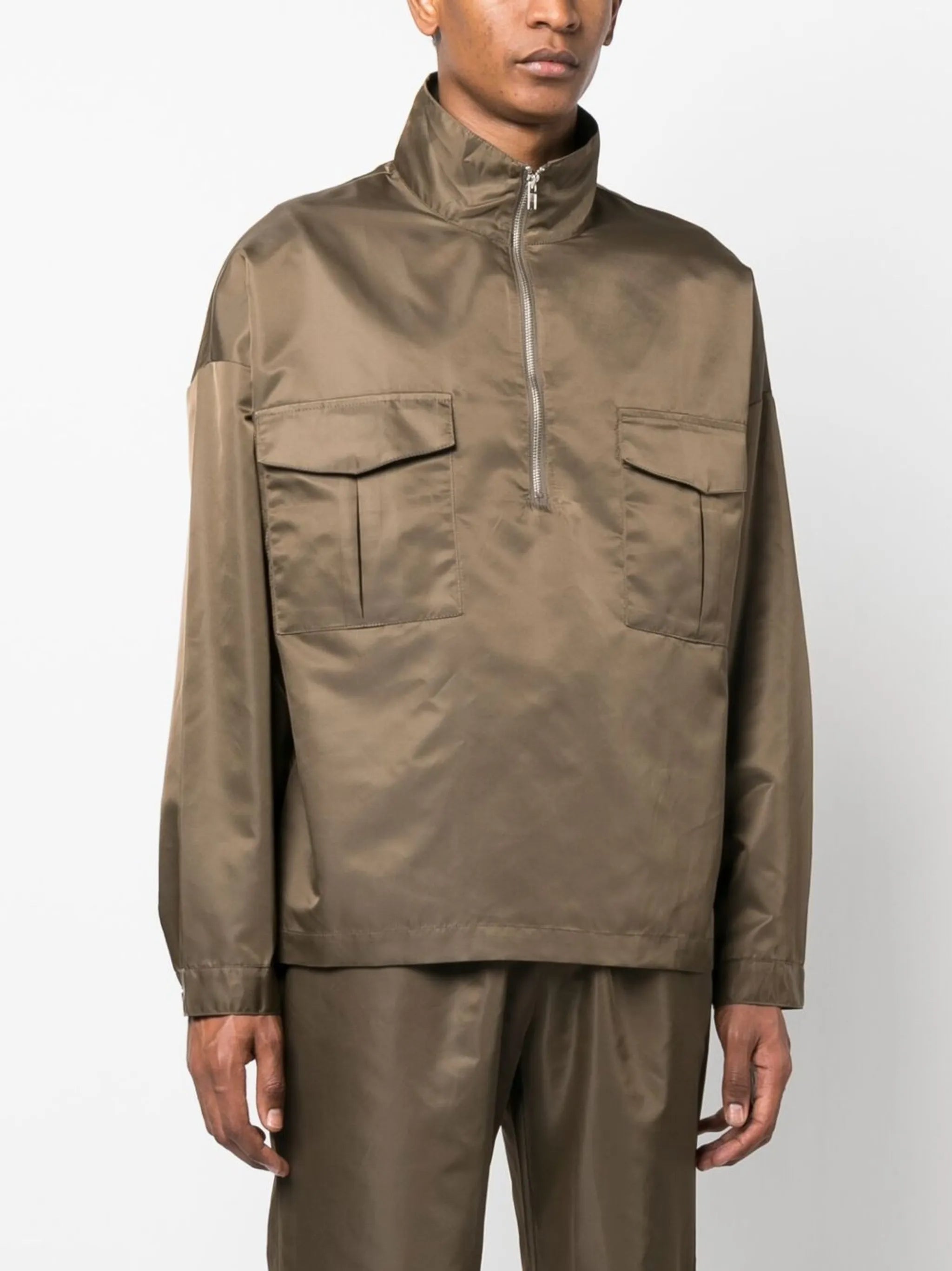 sheen finish pullover jacket