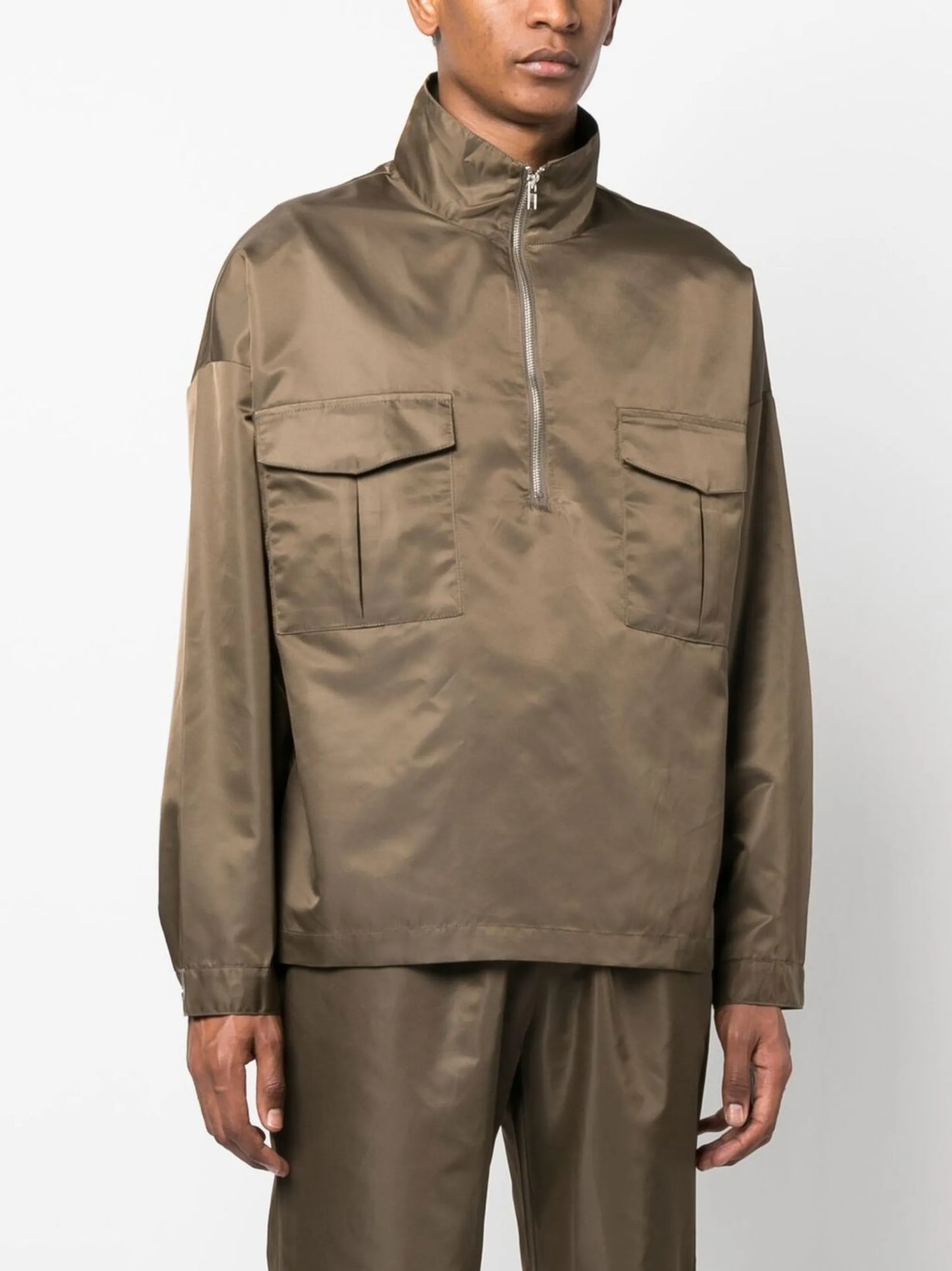 sheen finish pullover jacket