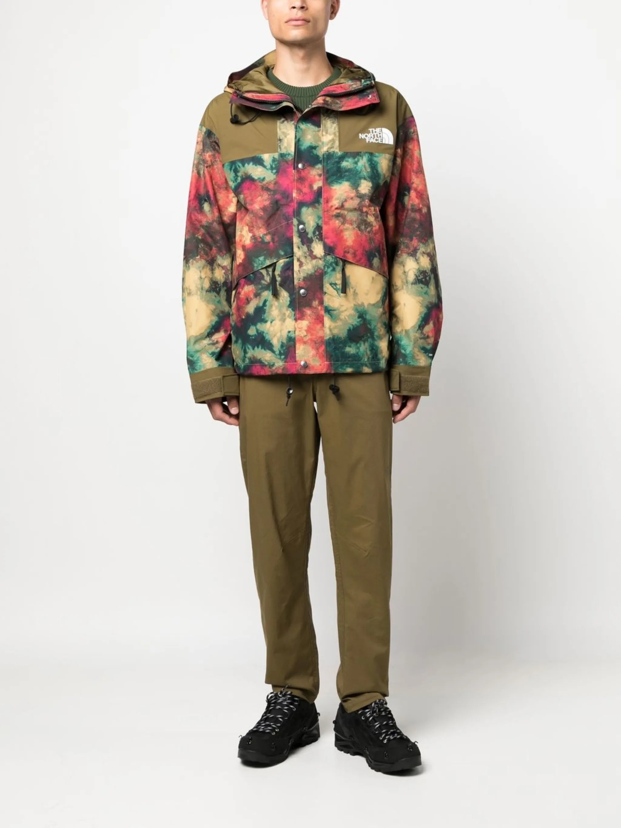tie dye-print hooded ski jacket