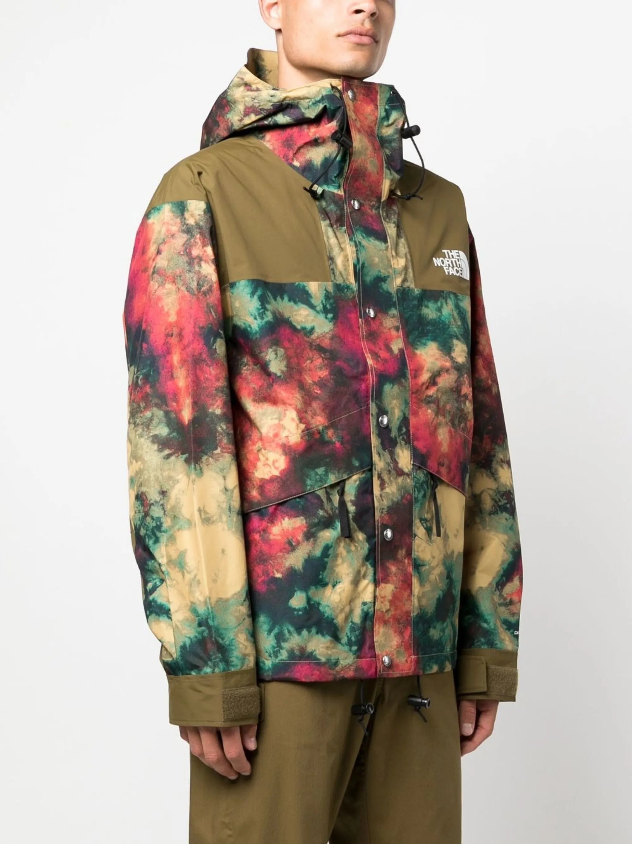 tie dye-print hooded ski jacket
