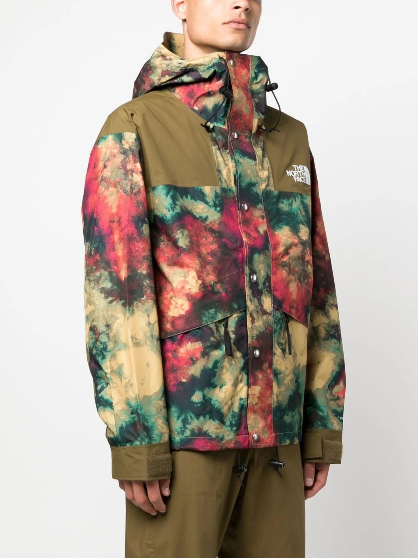 tie dye-print hooded ski jacket