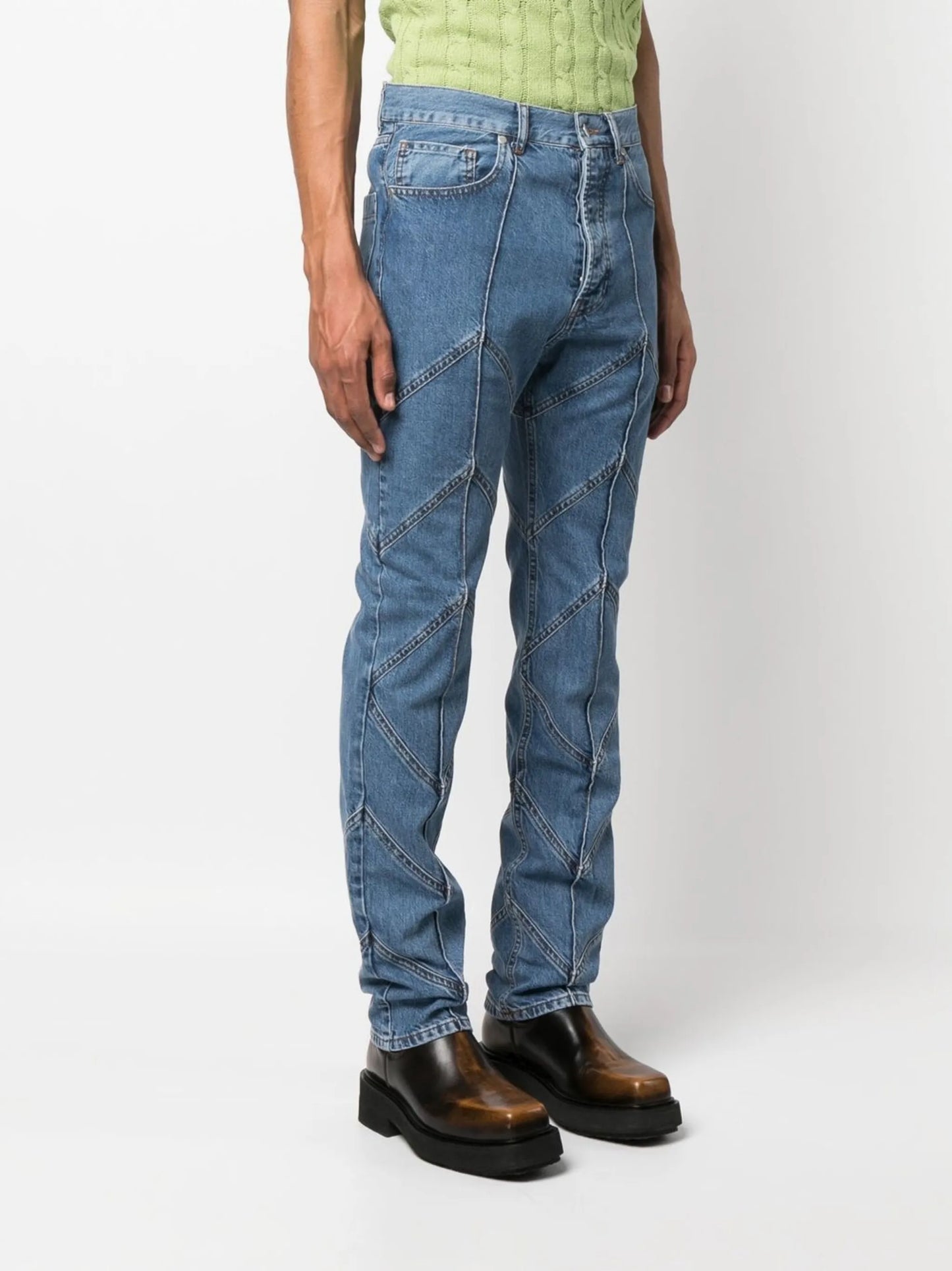 mid-rise straight-leg jeans