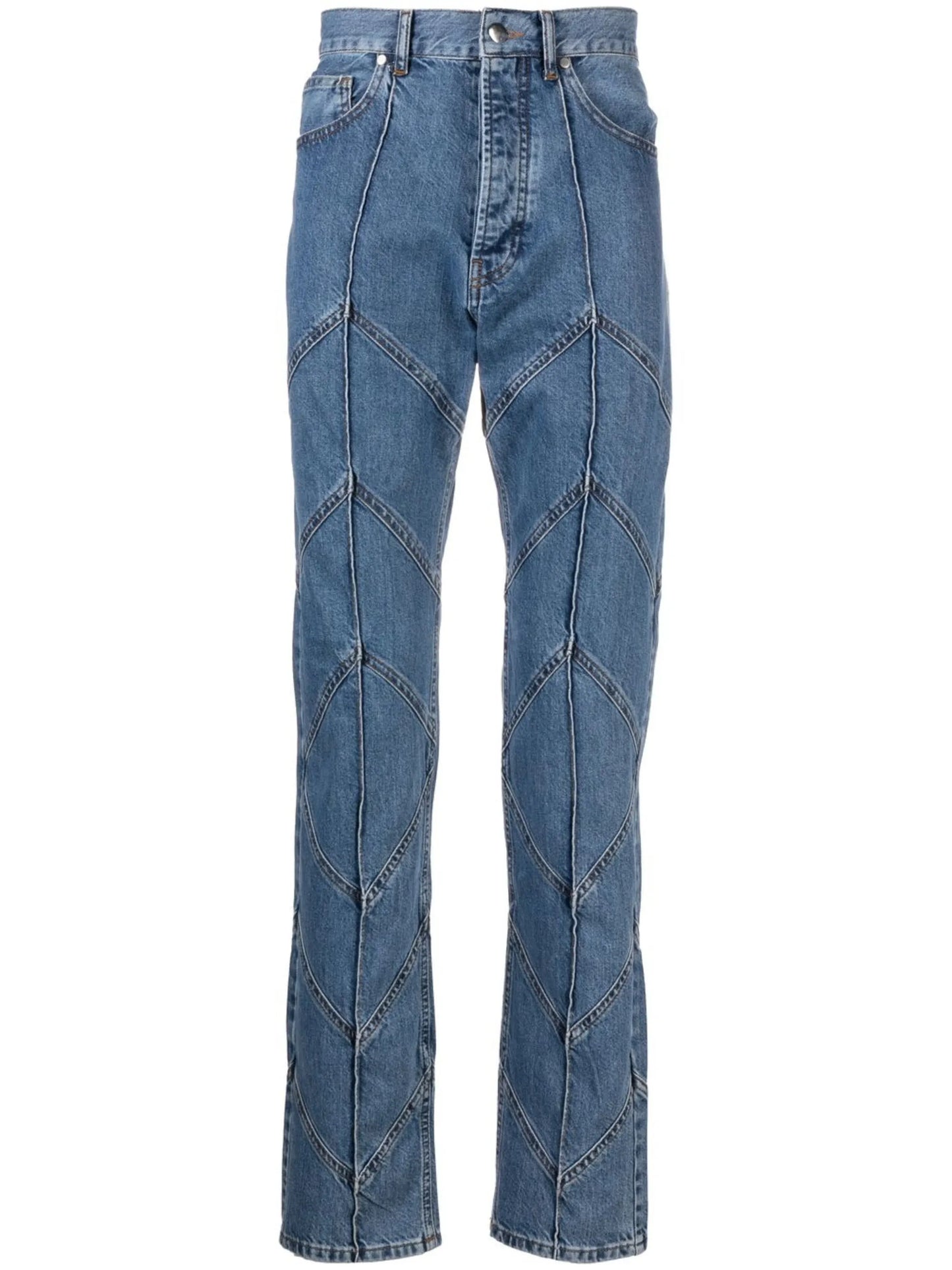 mid-rise straight-leg jeans
