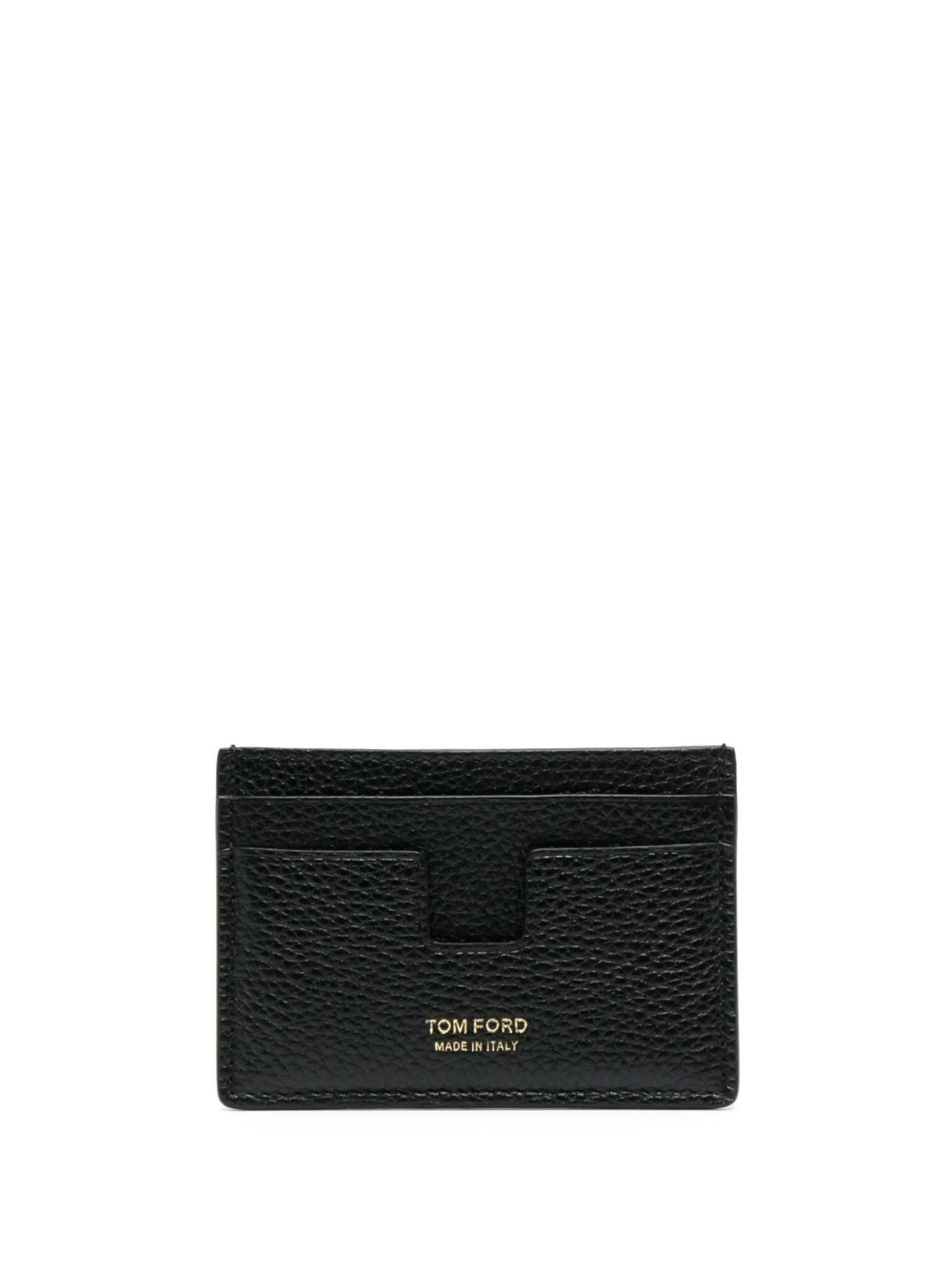 logo-print leather card holder