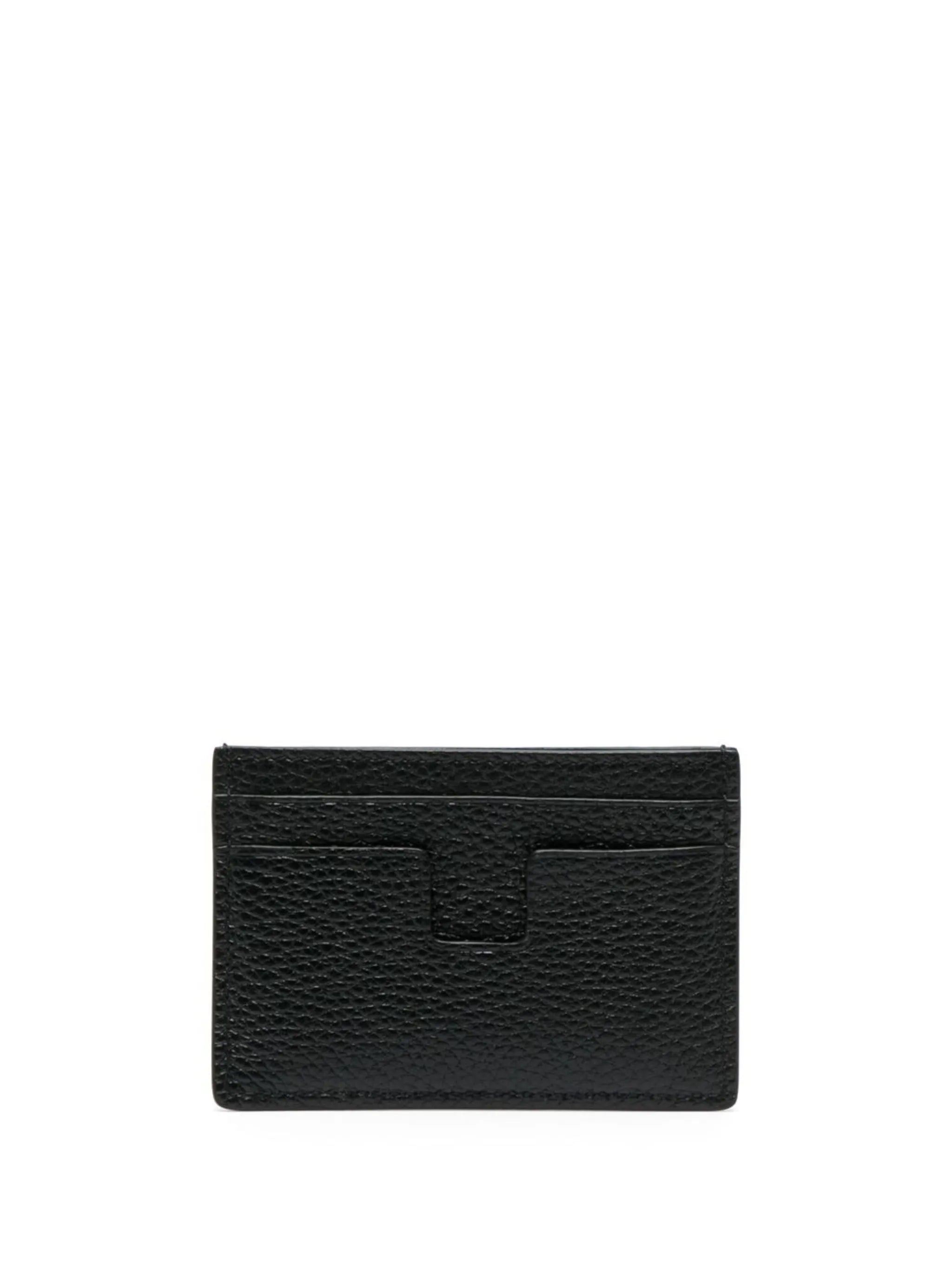 logo-print leather card holder