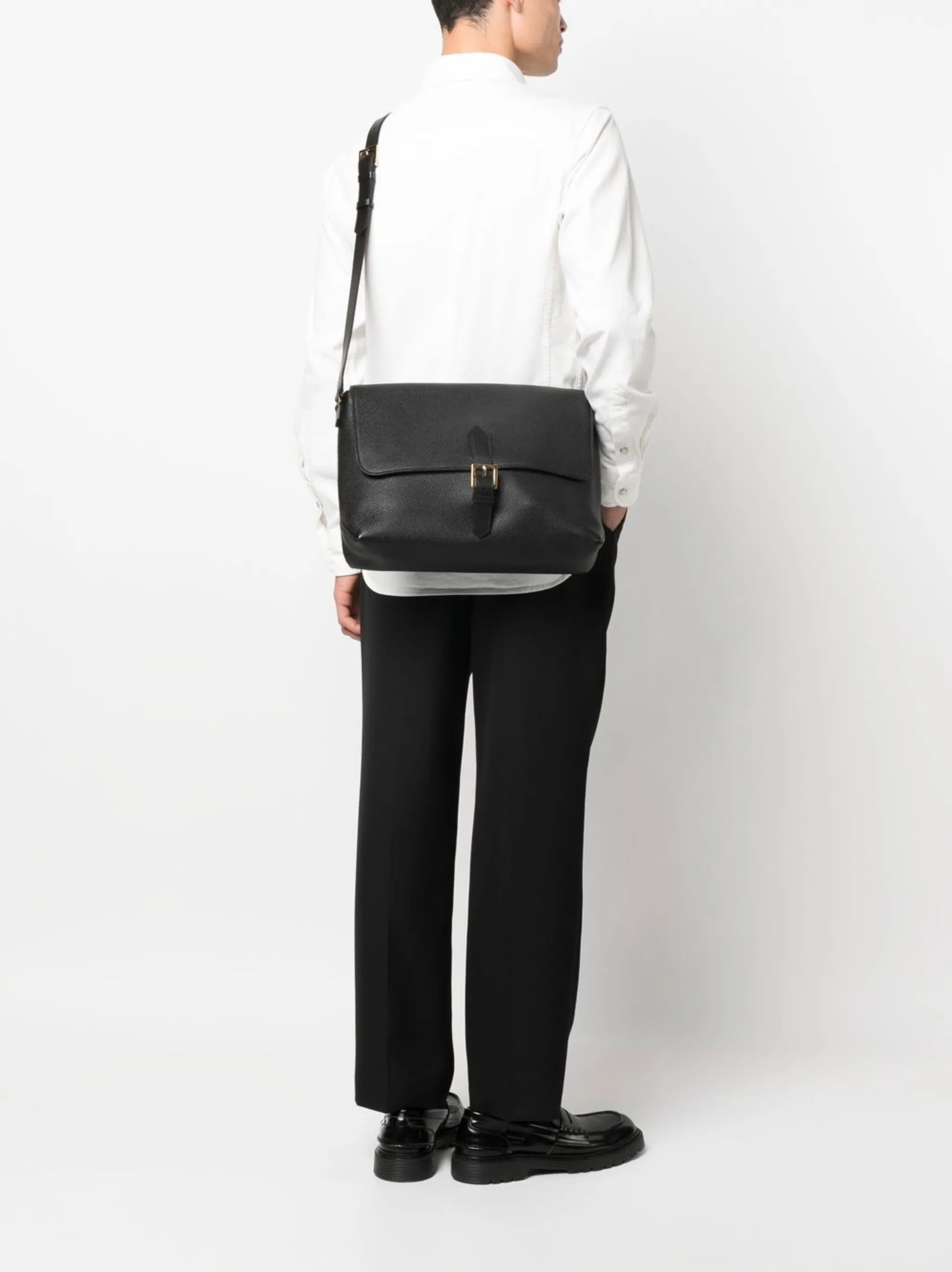 front buckle-detail messenger bag