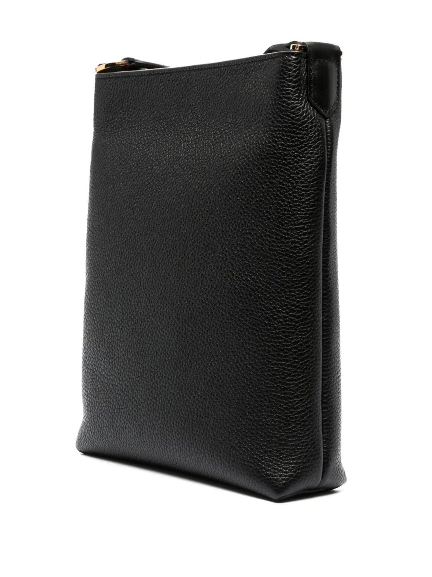 grained-texture logo messenger bag