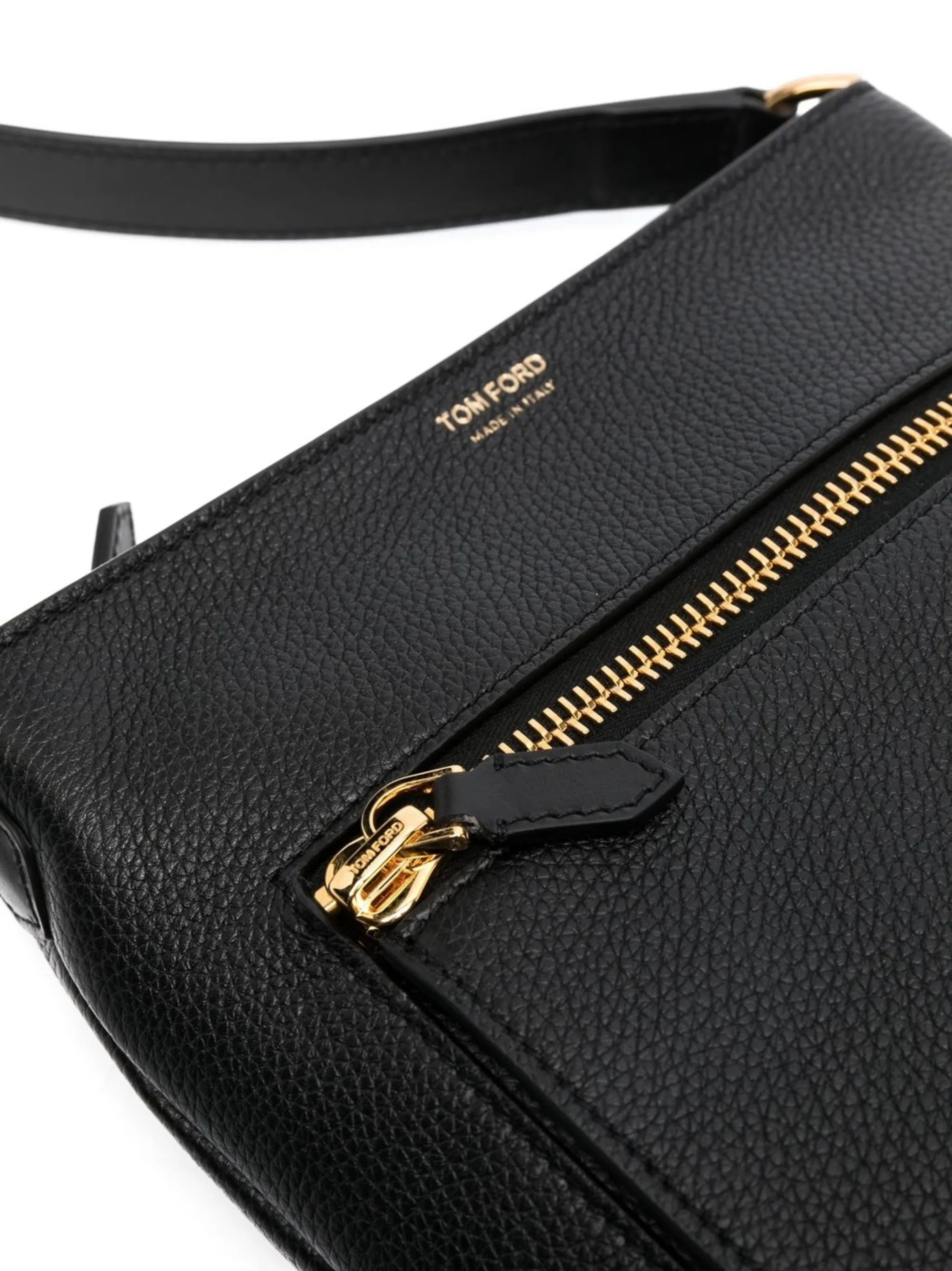 grained-texture logo messenger bag
