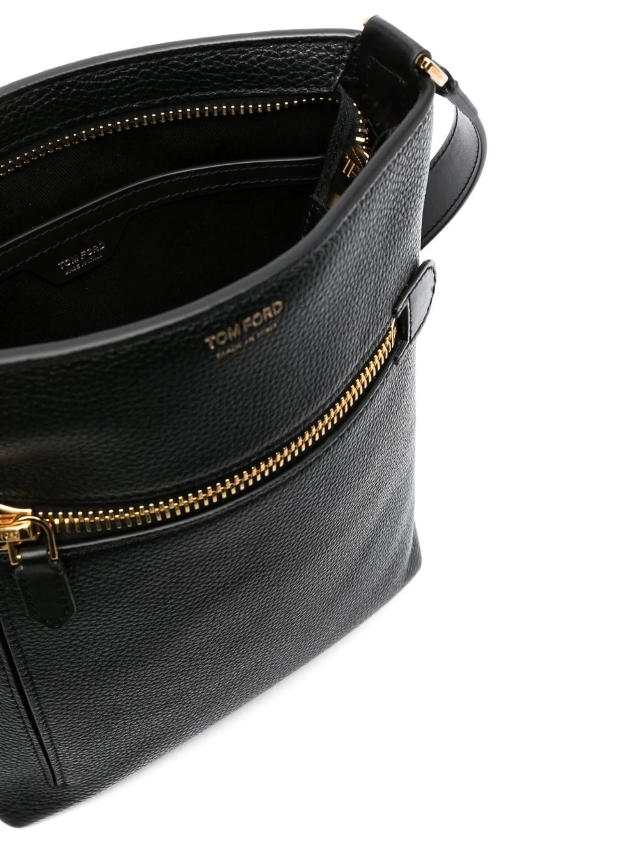 grained-texture logo messenger bag