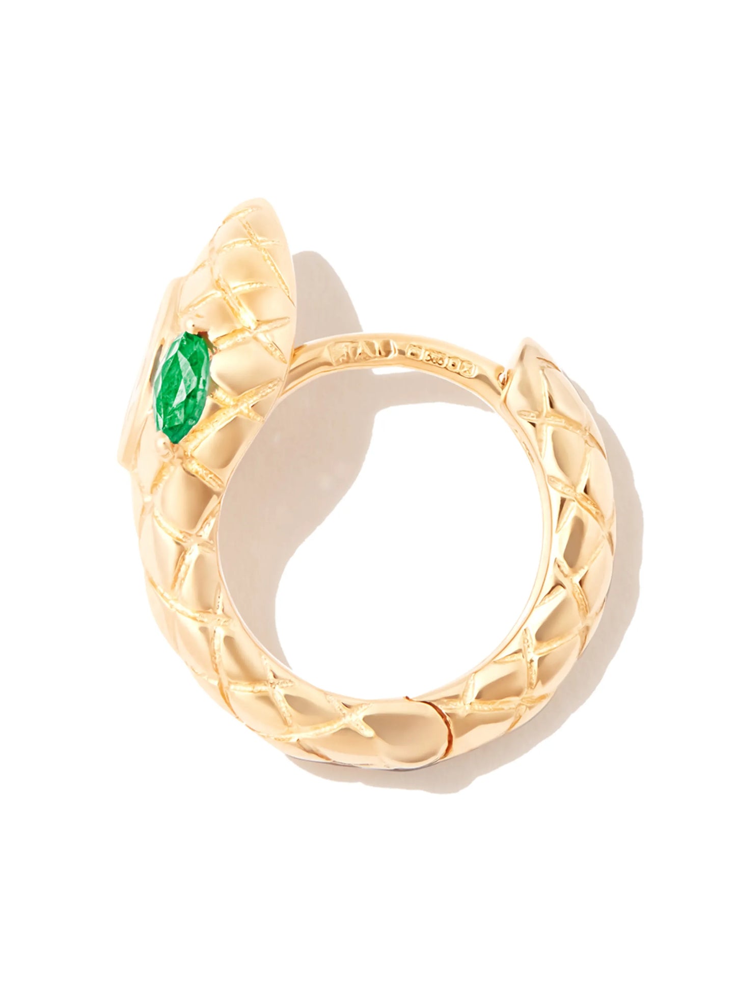 14kt rose gold Head Snake diamond and emerald earring
