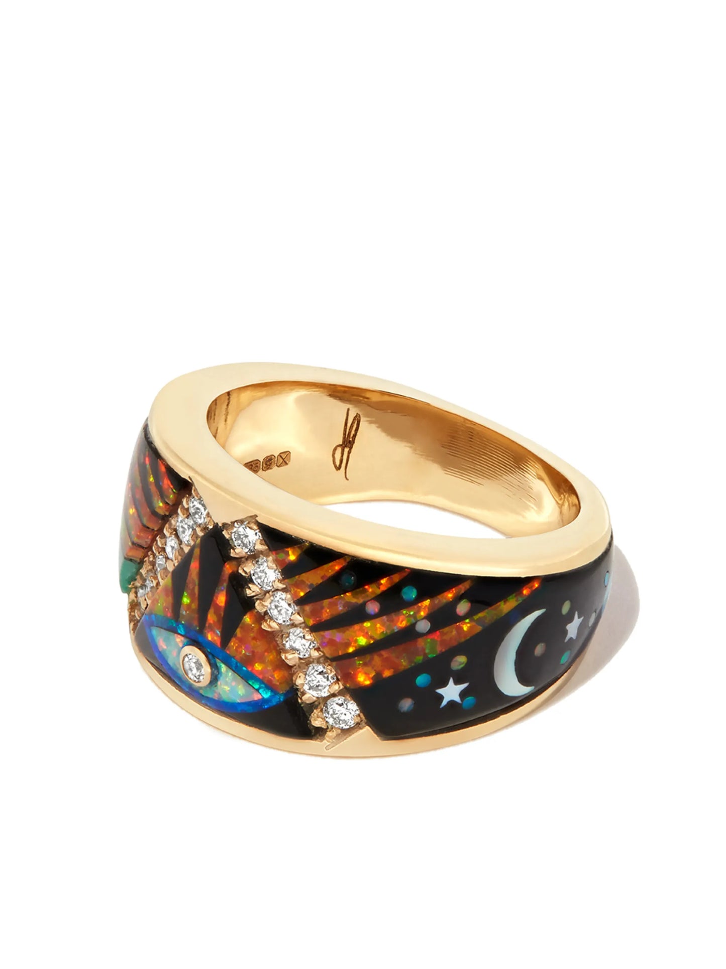 14kt yellow gold Galaxy Eye Starburst diamond ring