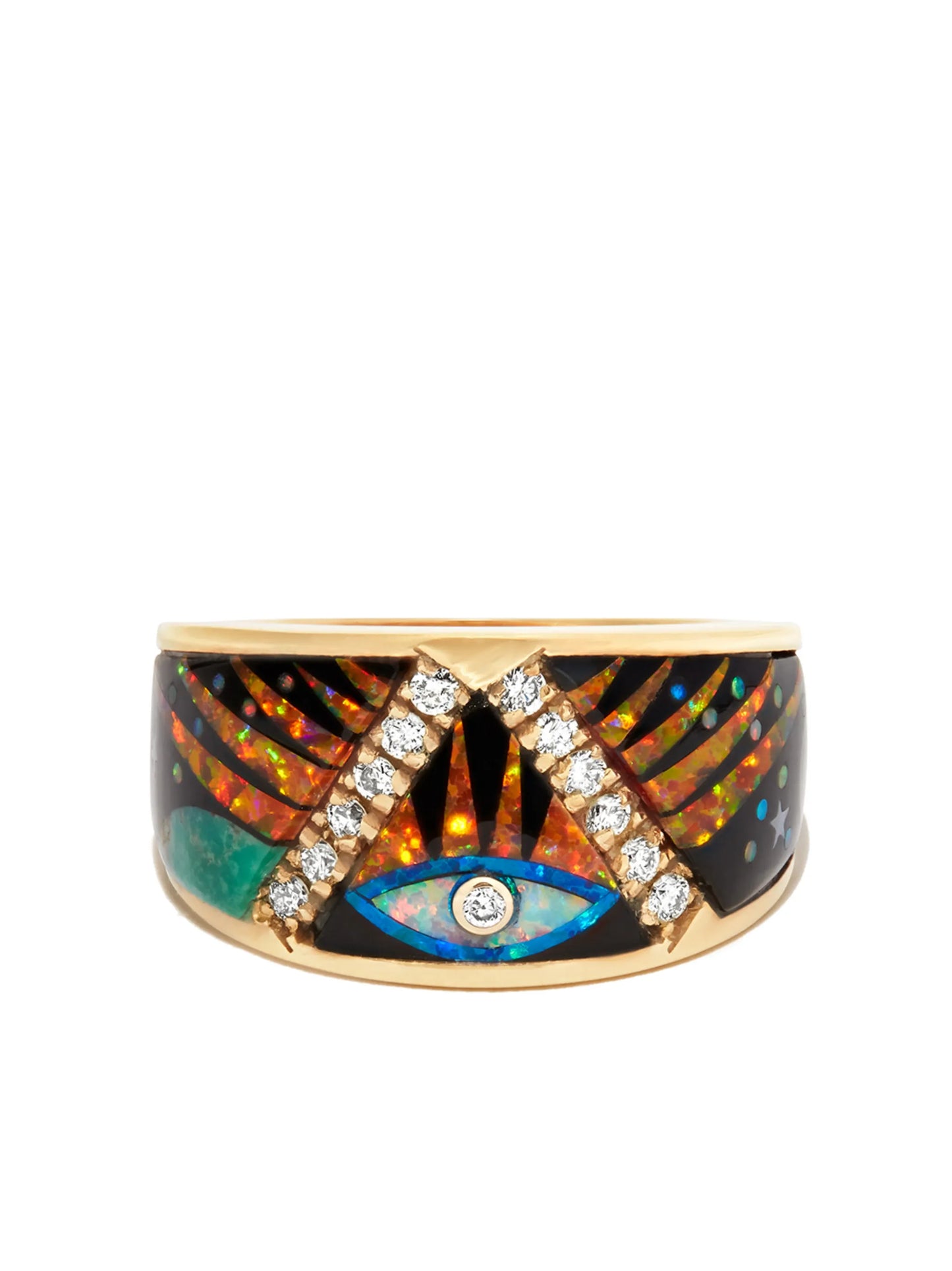 14kt yellow gold Galaxy Eye Starburst diamond ring