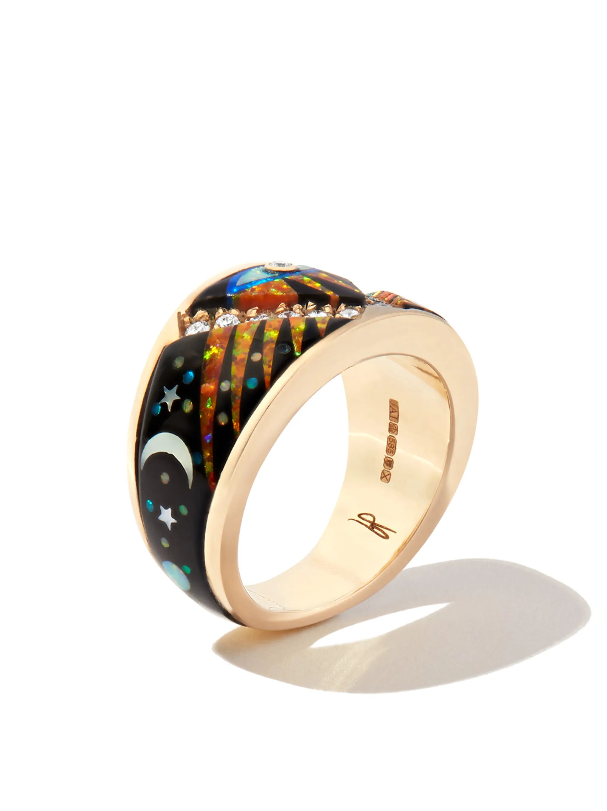 14kt yellow gold Galaxy Eye Starburst diamond ring