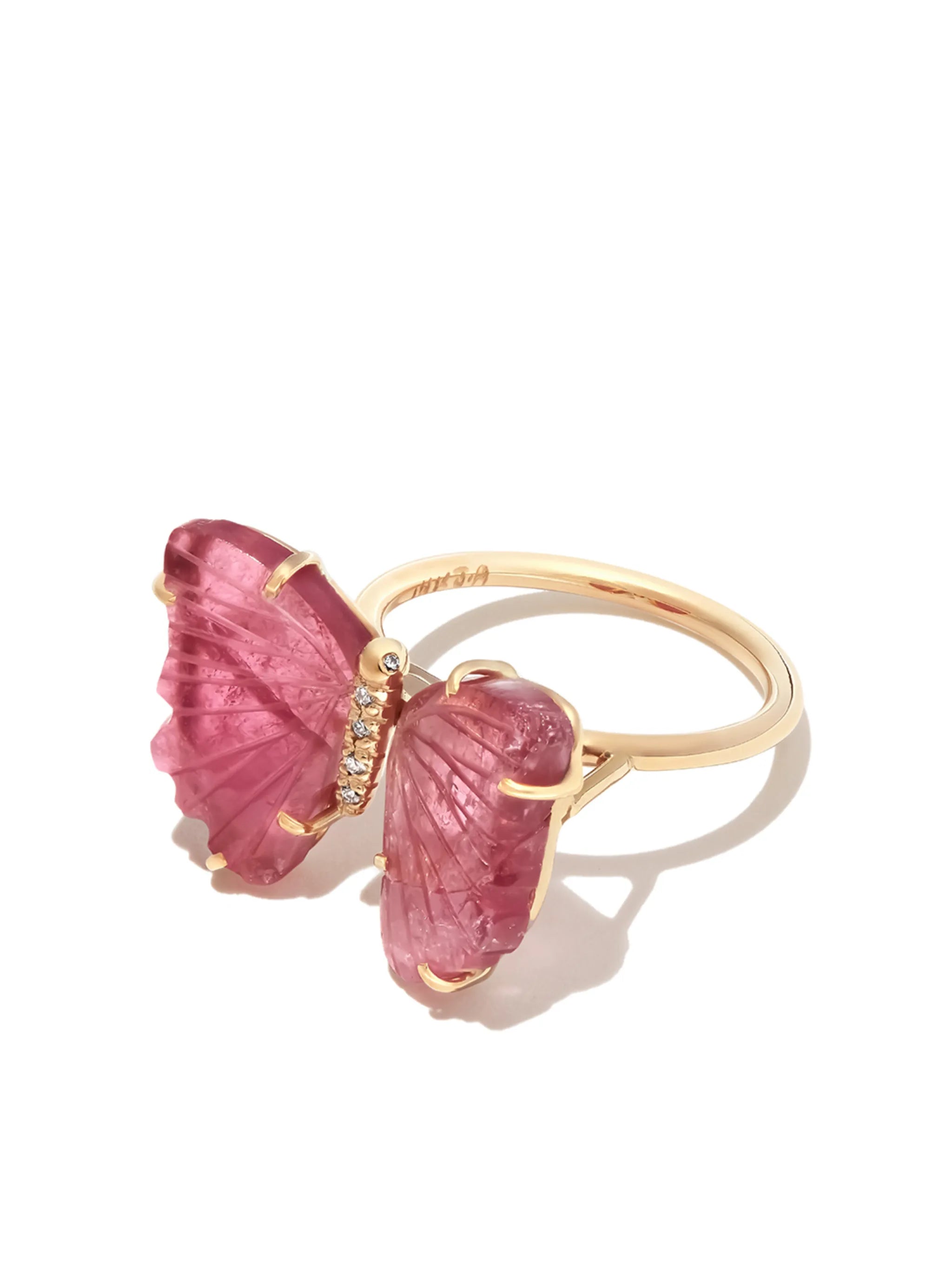 14kt yellow gold Butterfly tourmaline ring