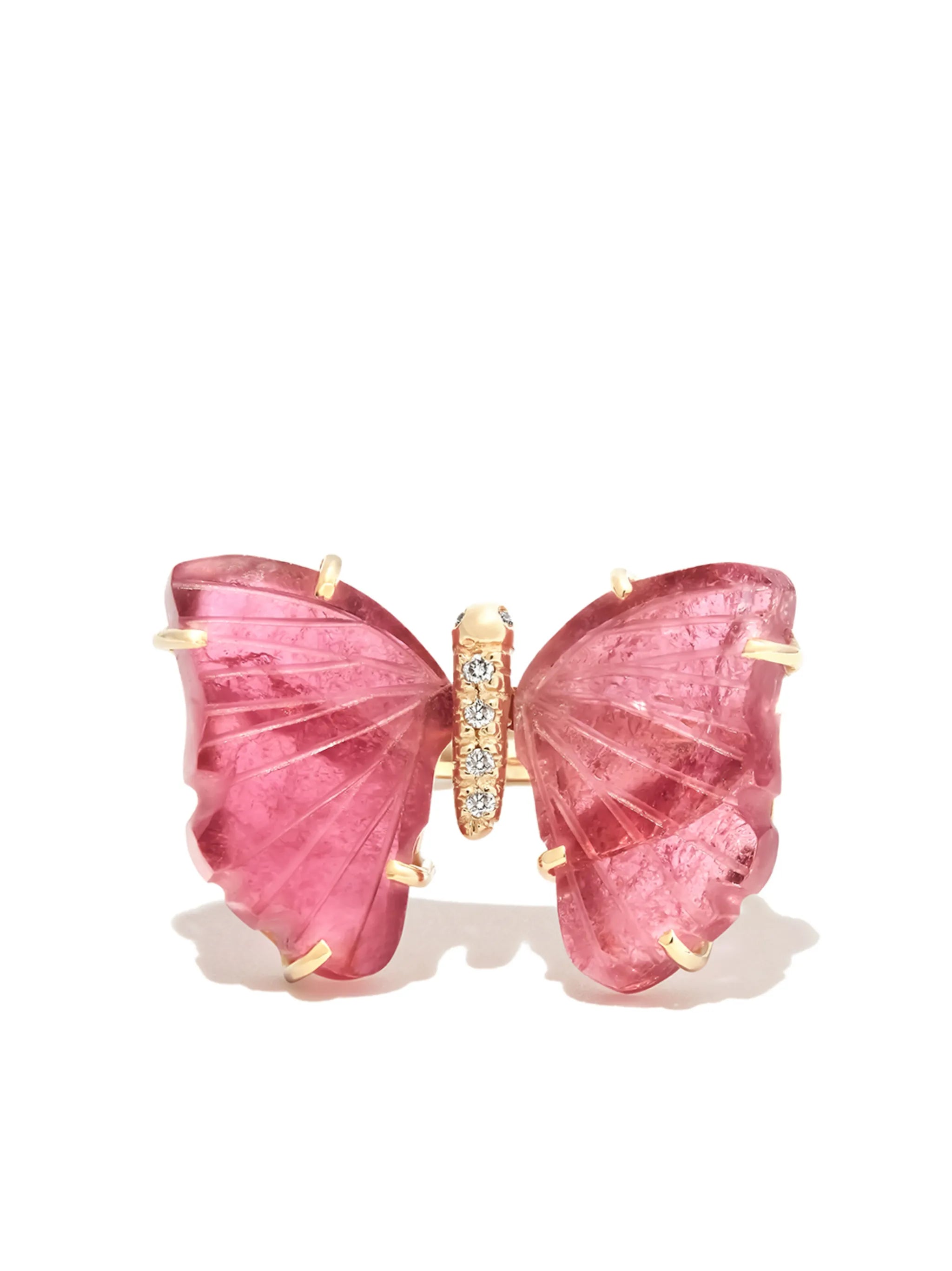 14kt yellow gold Butterfly tourmaline ring
