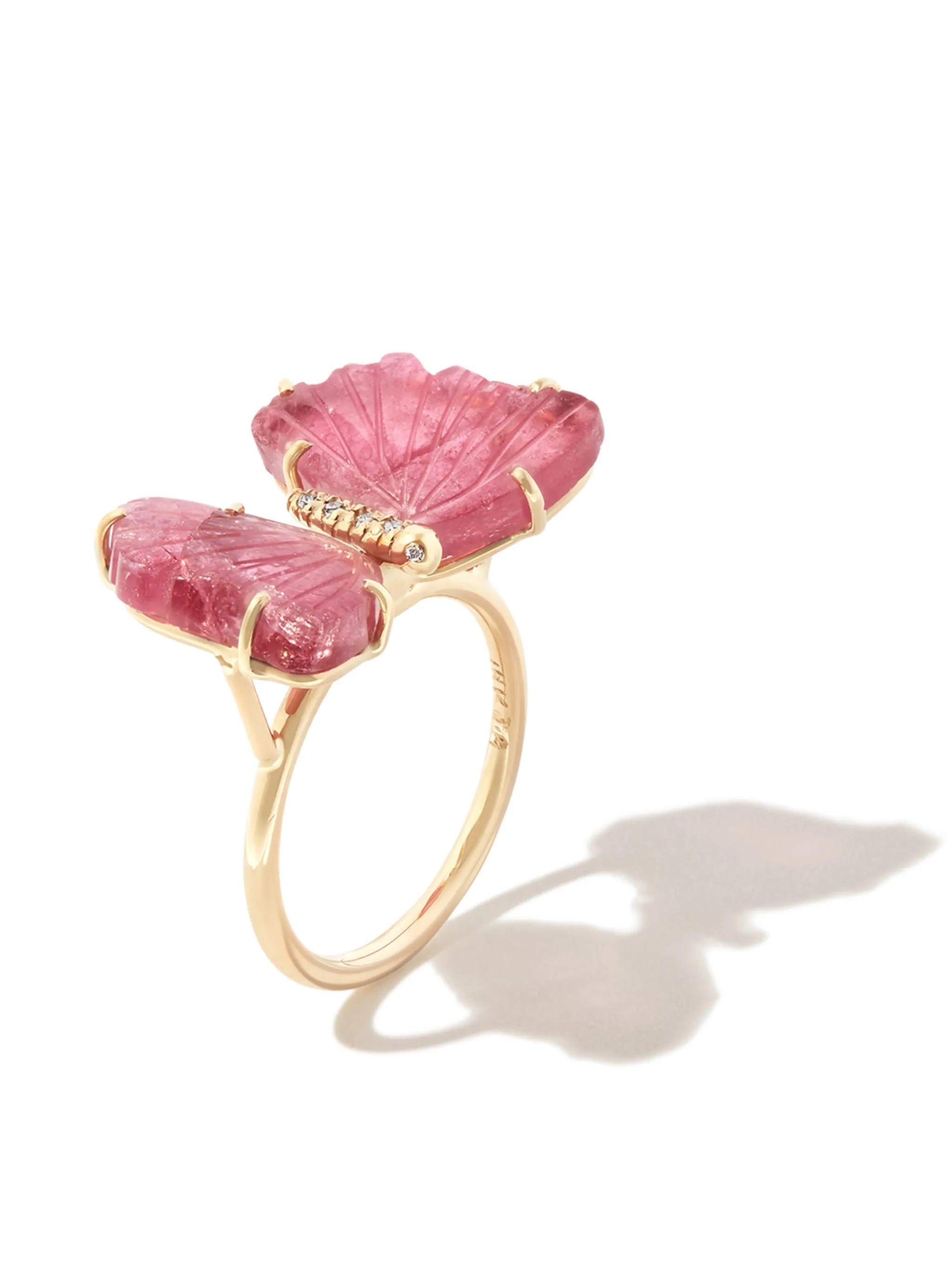 14kt yellow gold Butterfly tourmaline ring