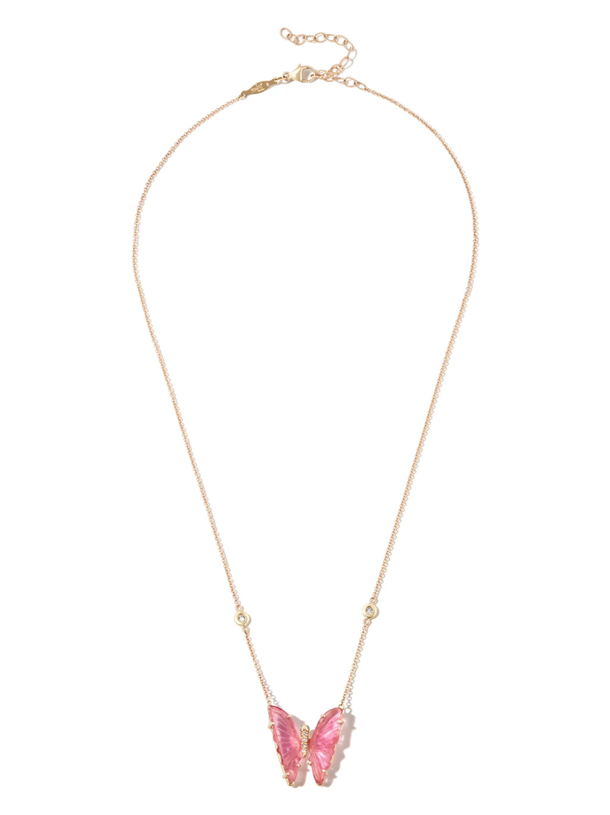14kt yellow gold Butterfly tourmaline necklace