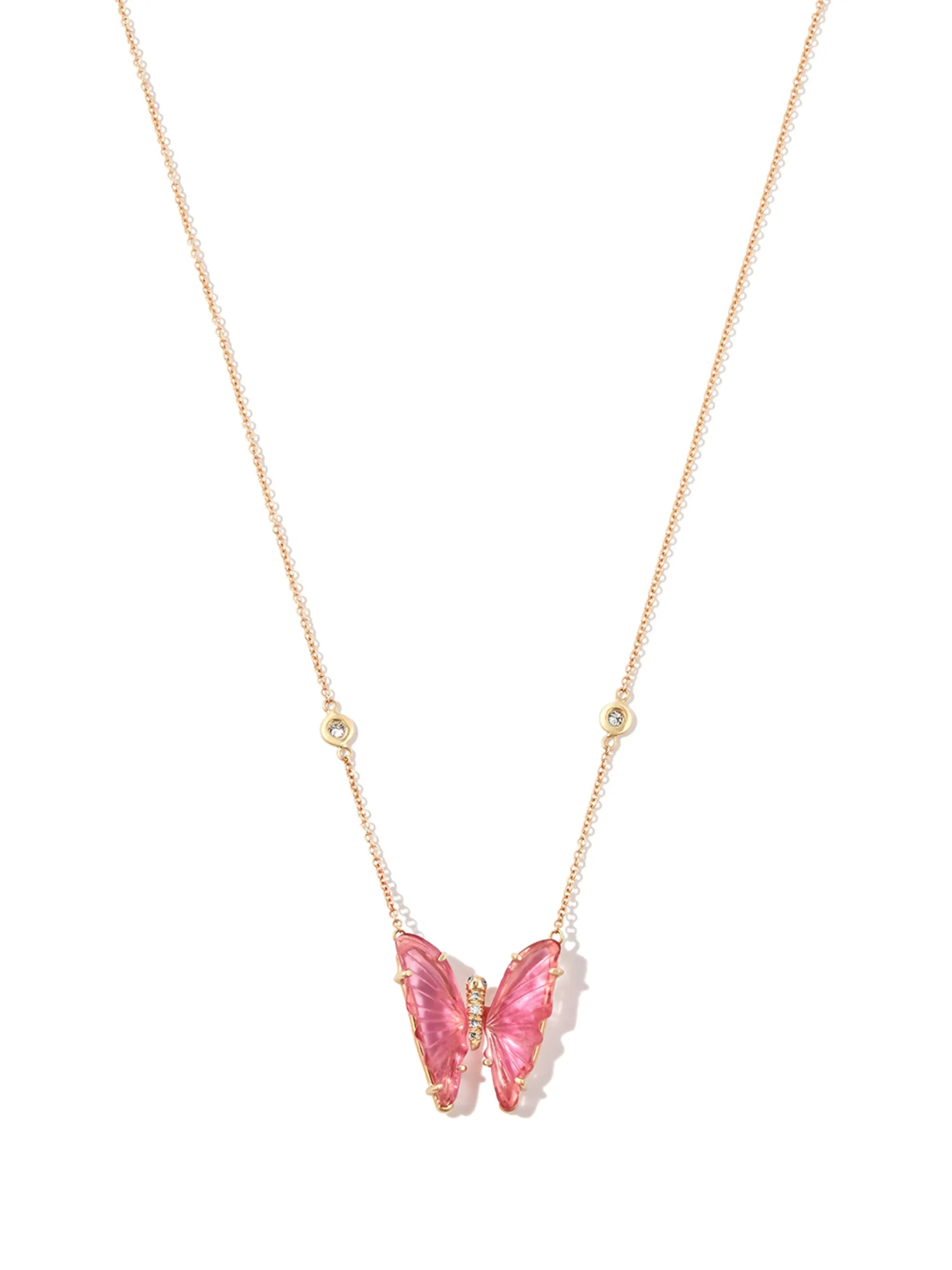 14kt yellow gold Butterfly tourmaline necklace
