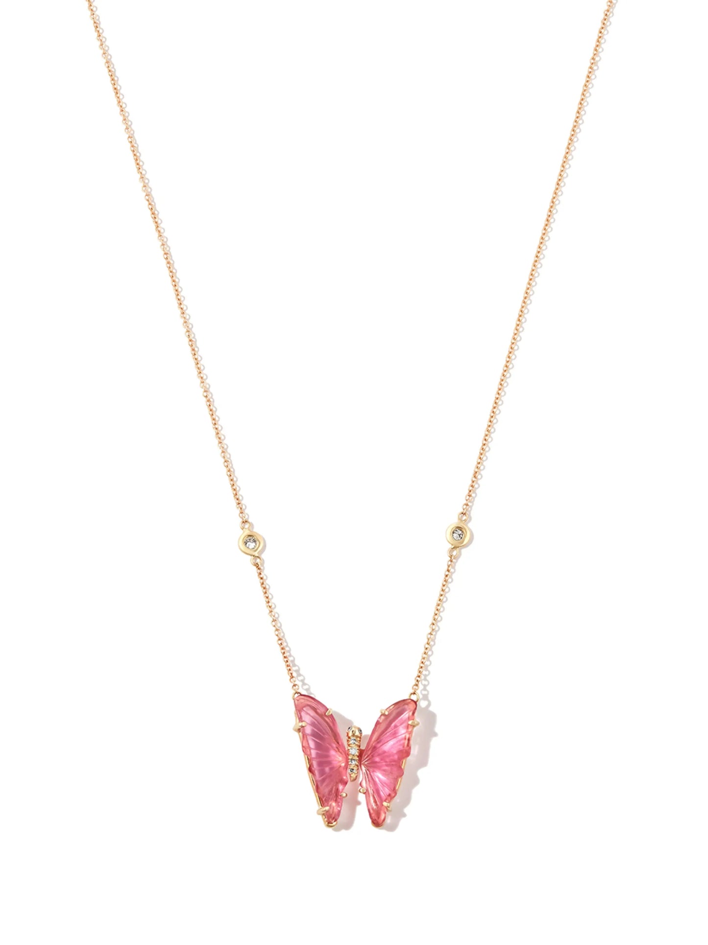 14kt yellow gold Butterfly tourmaline necklace