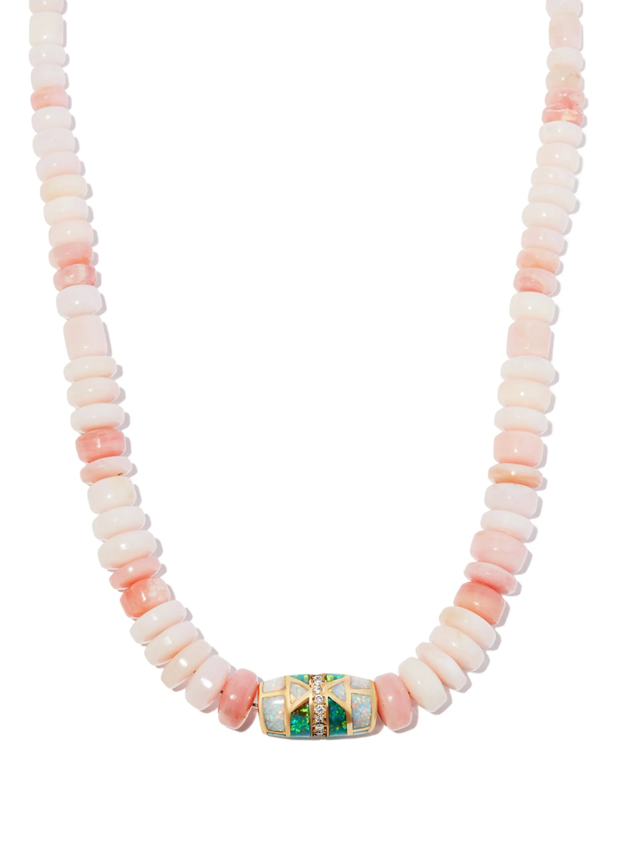 14kt yellow gold opal beaded necklace