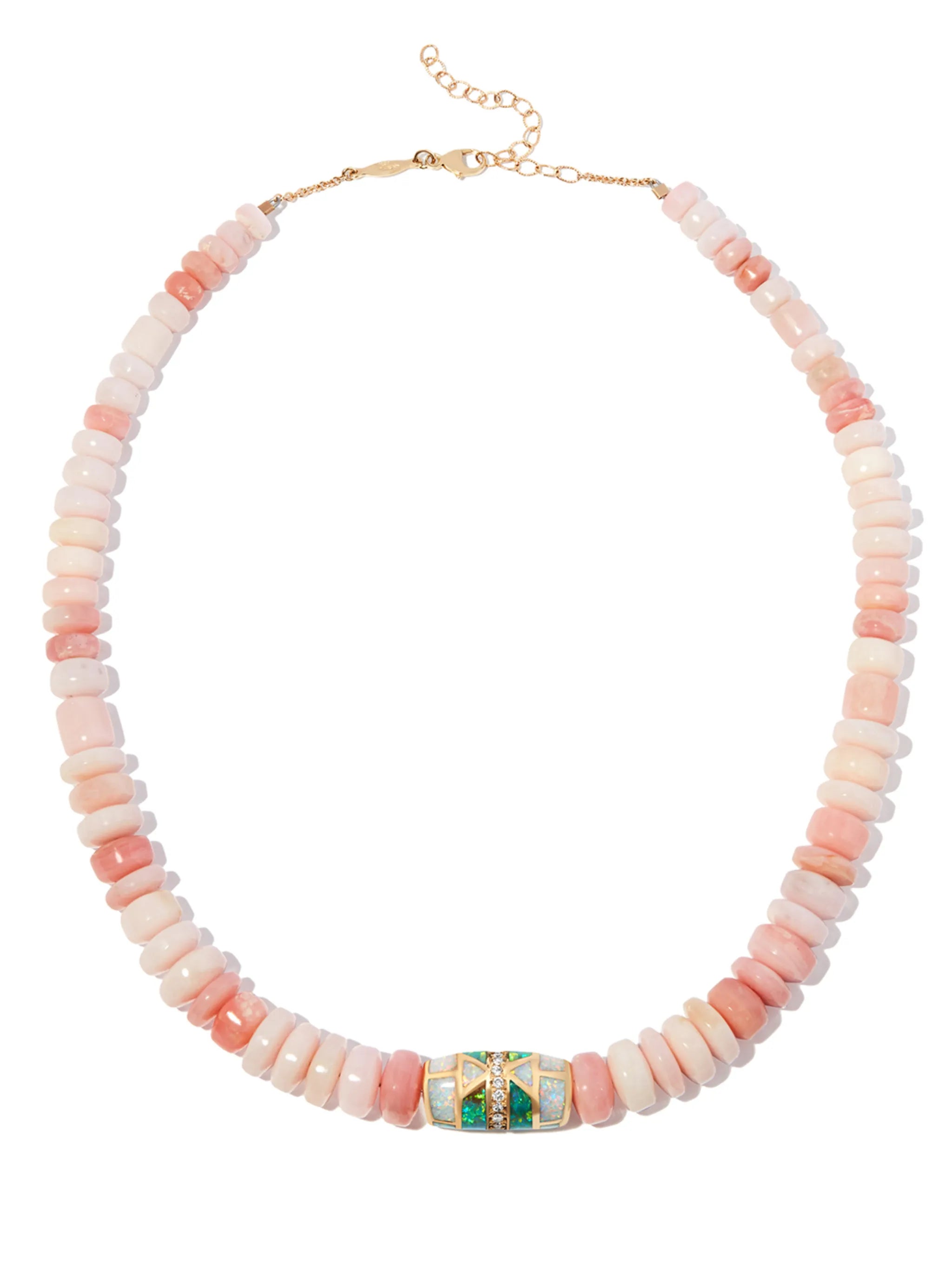 14kt yellow gold opal beaded necklace