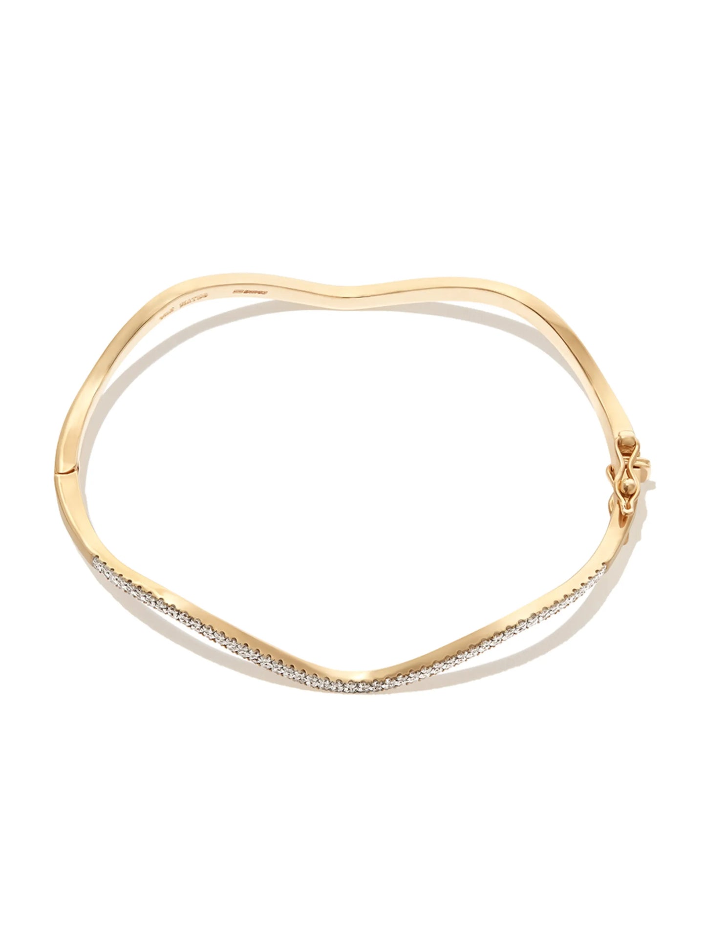 14kt yellow gold Wave diamond bangle