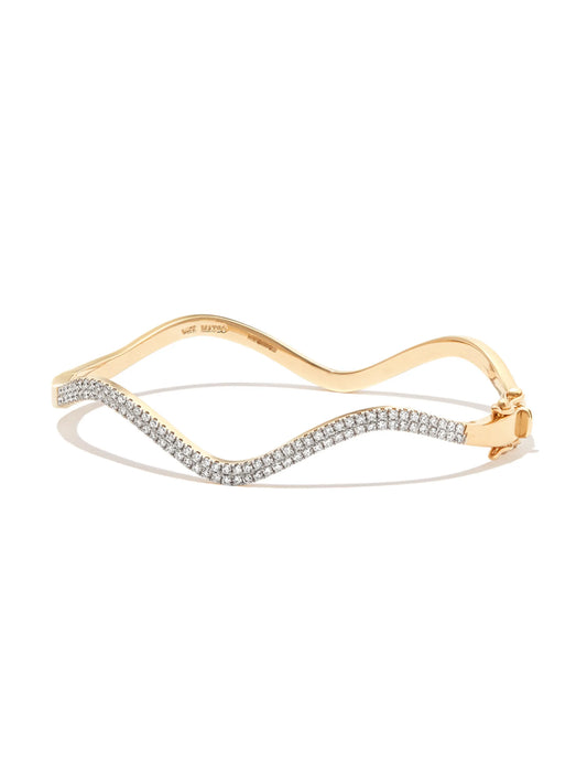 14kt yellow gold Wave diamond bangle