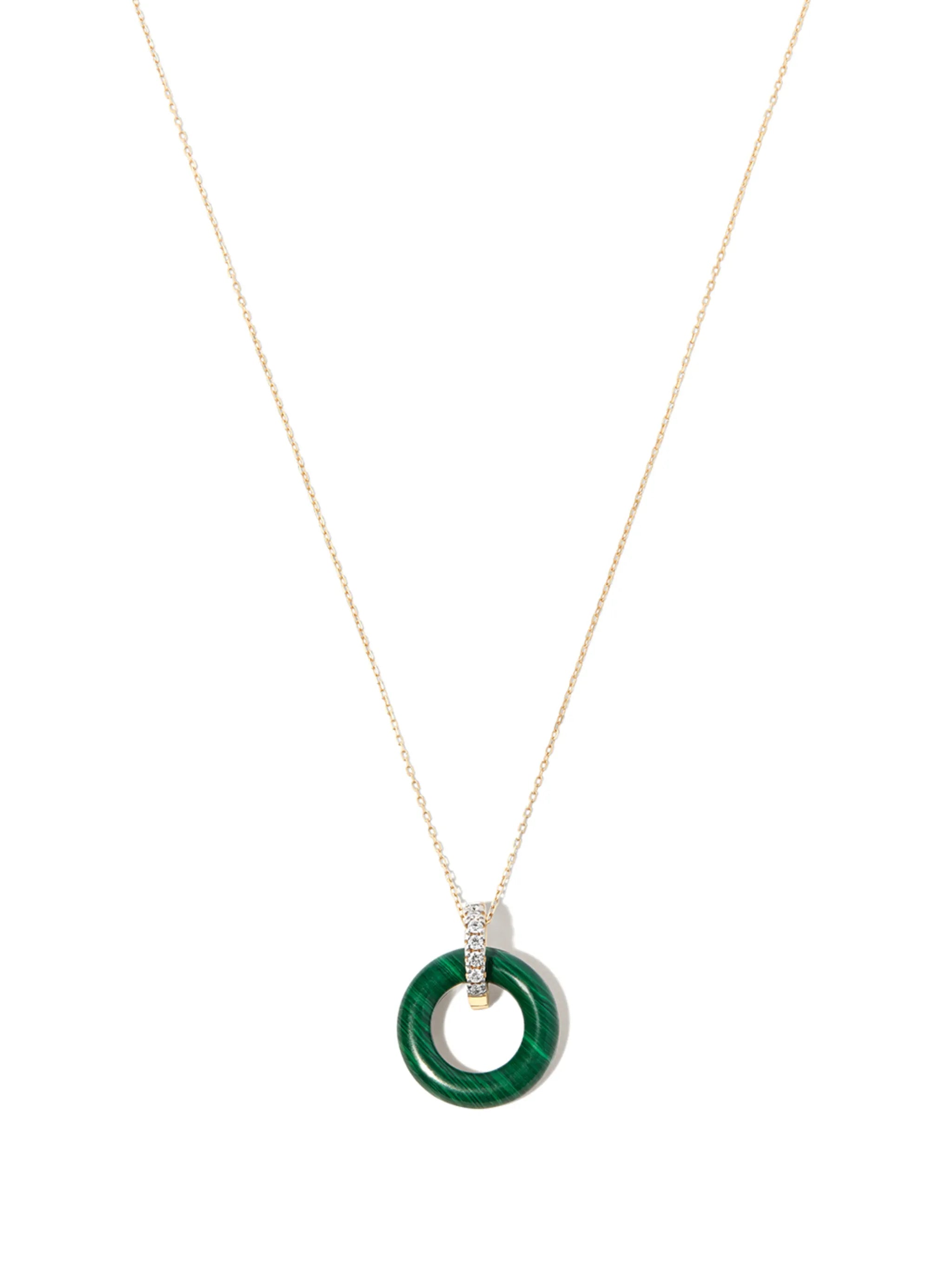 14kt yellow gold malachite necklace