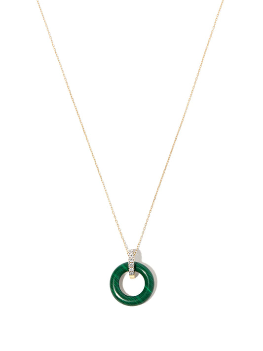 14kt yellow gold malachite necklace