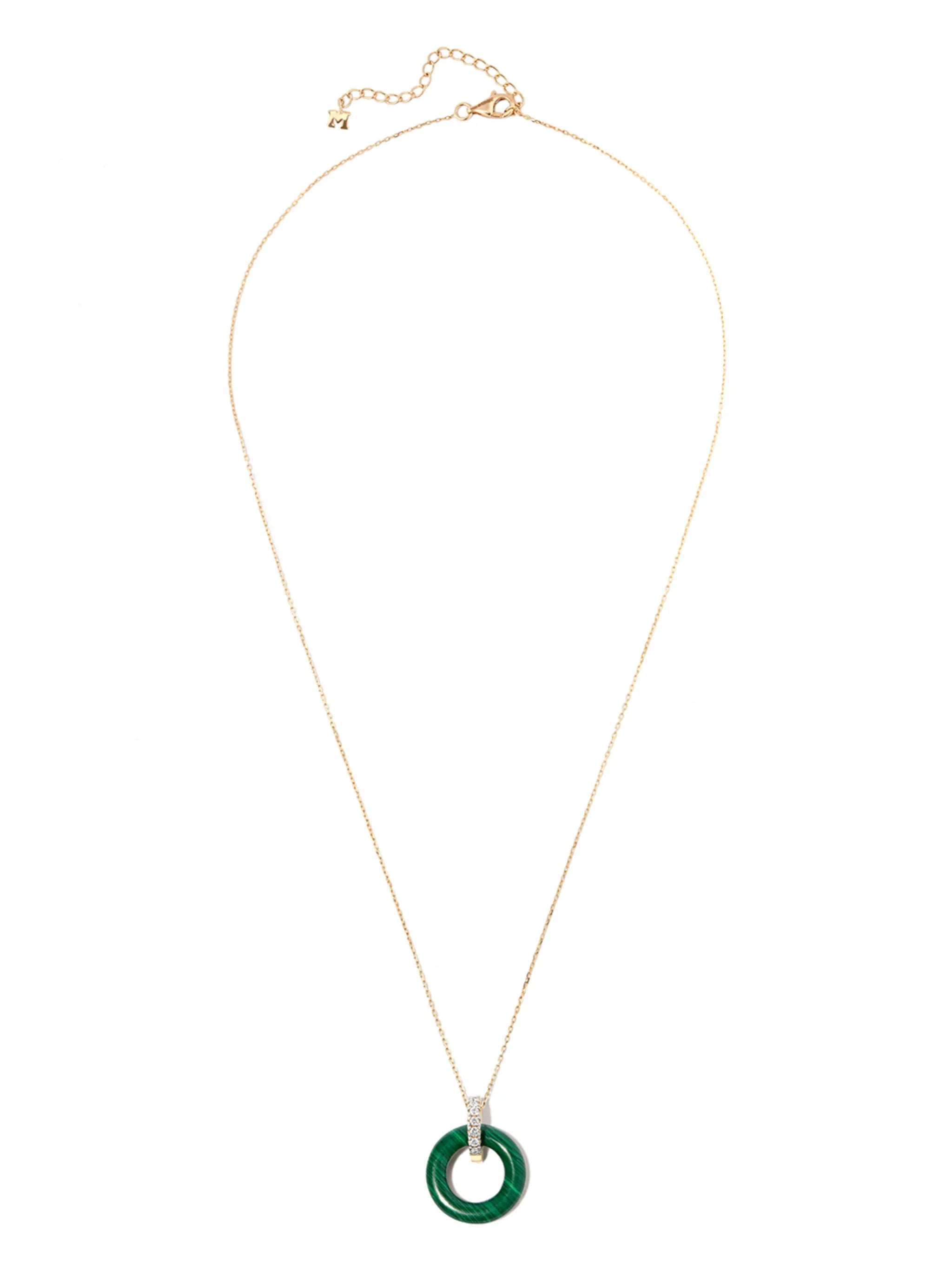 14kt yellow gold malachite necklace