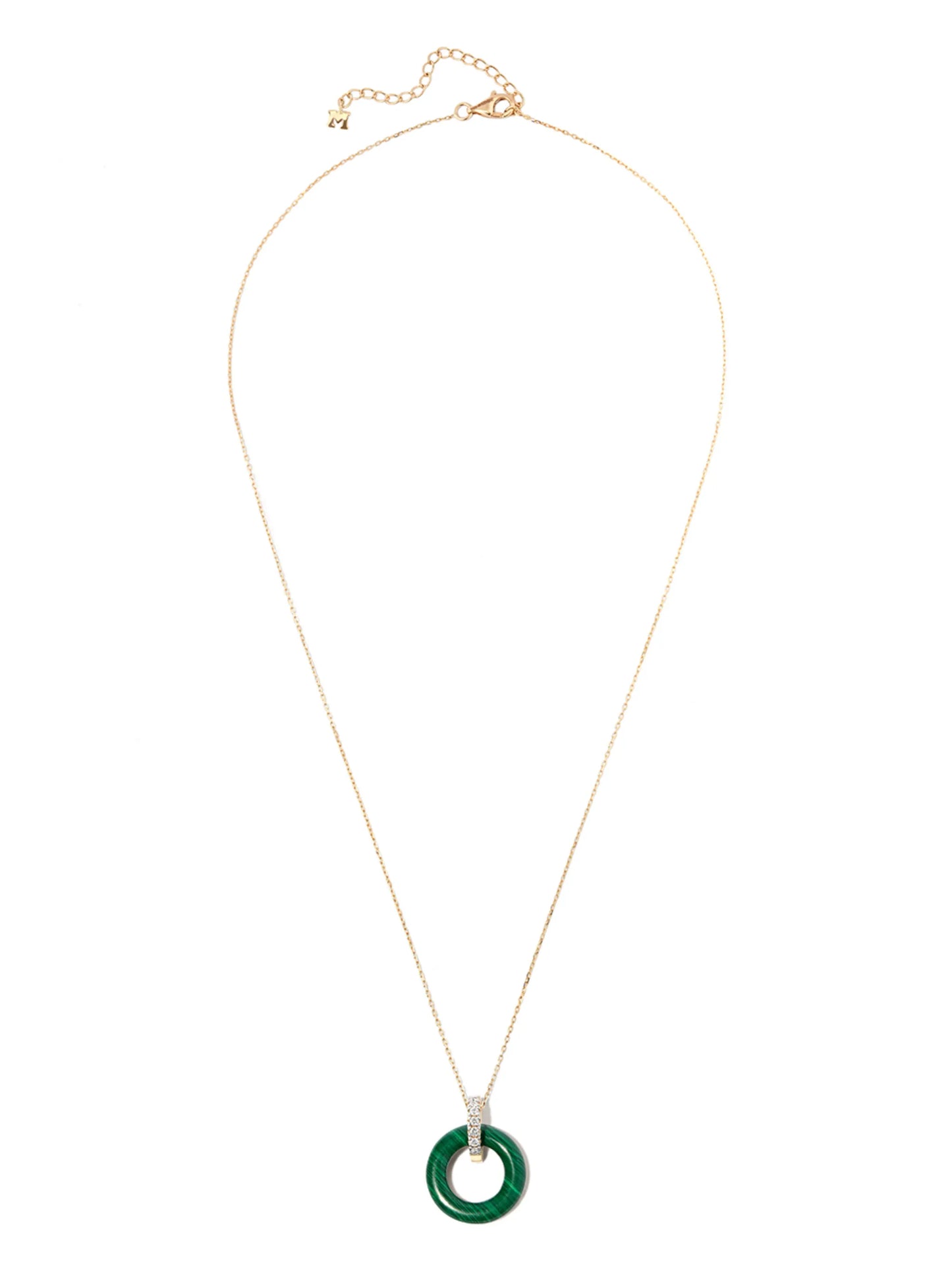 14kt yellow gold malachite necklace