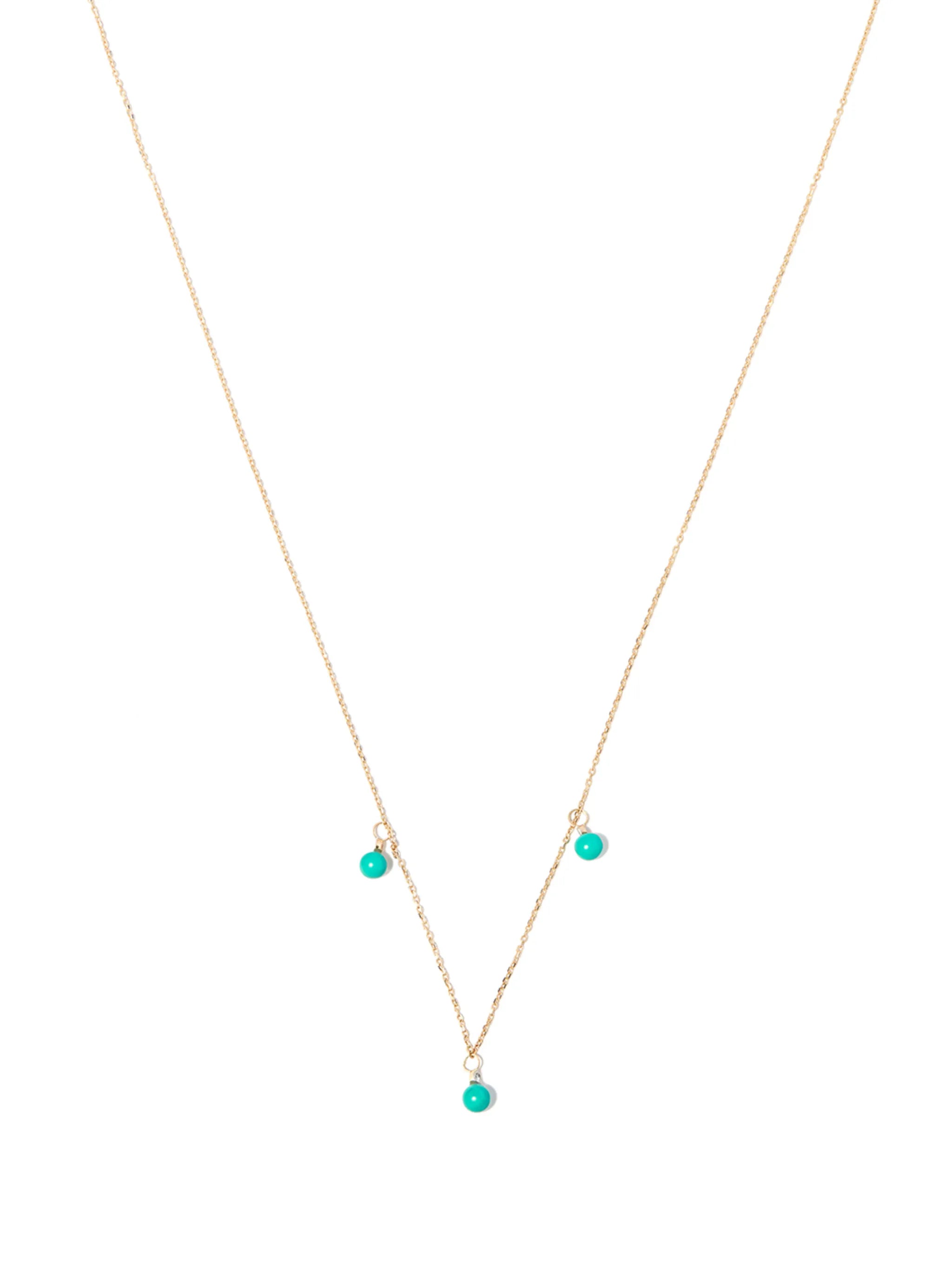 14kt yellow gold turquoise necklace