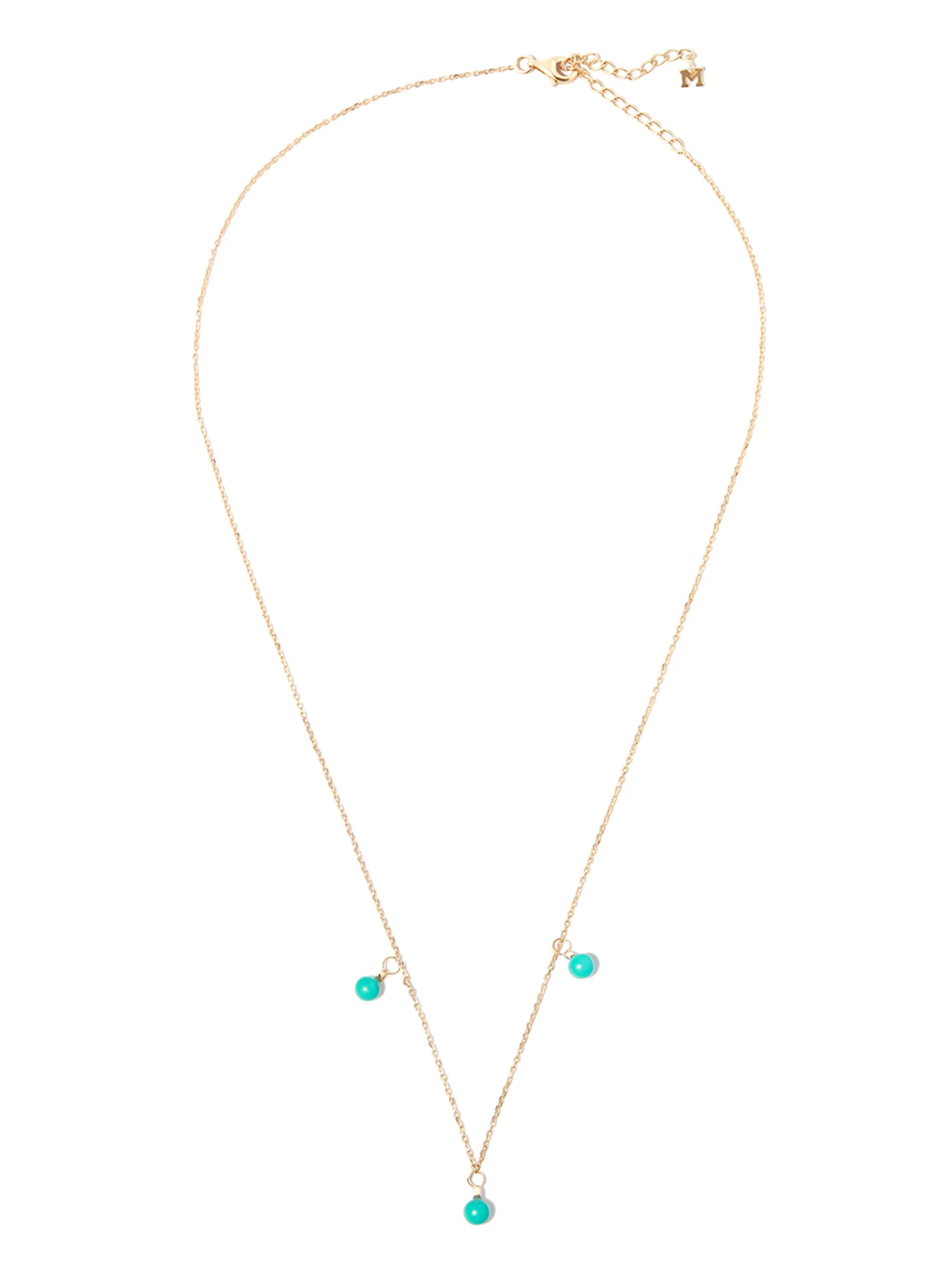 14kt yellow gold turquoise necklace
