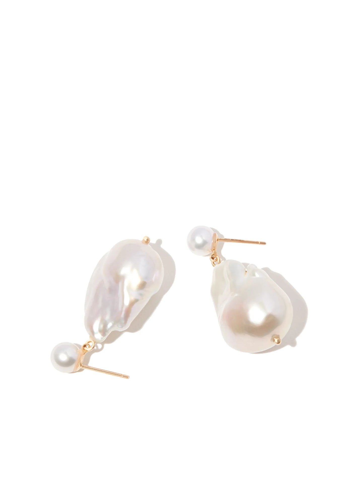 14kt yellow gold pearl drop earring