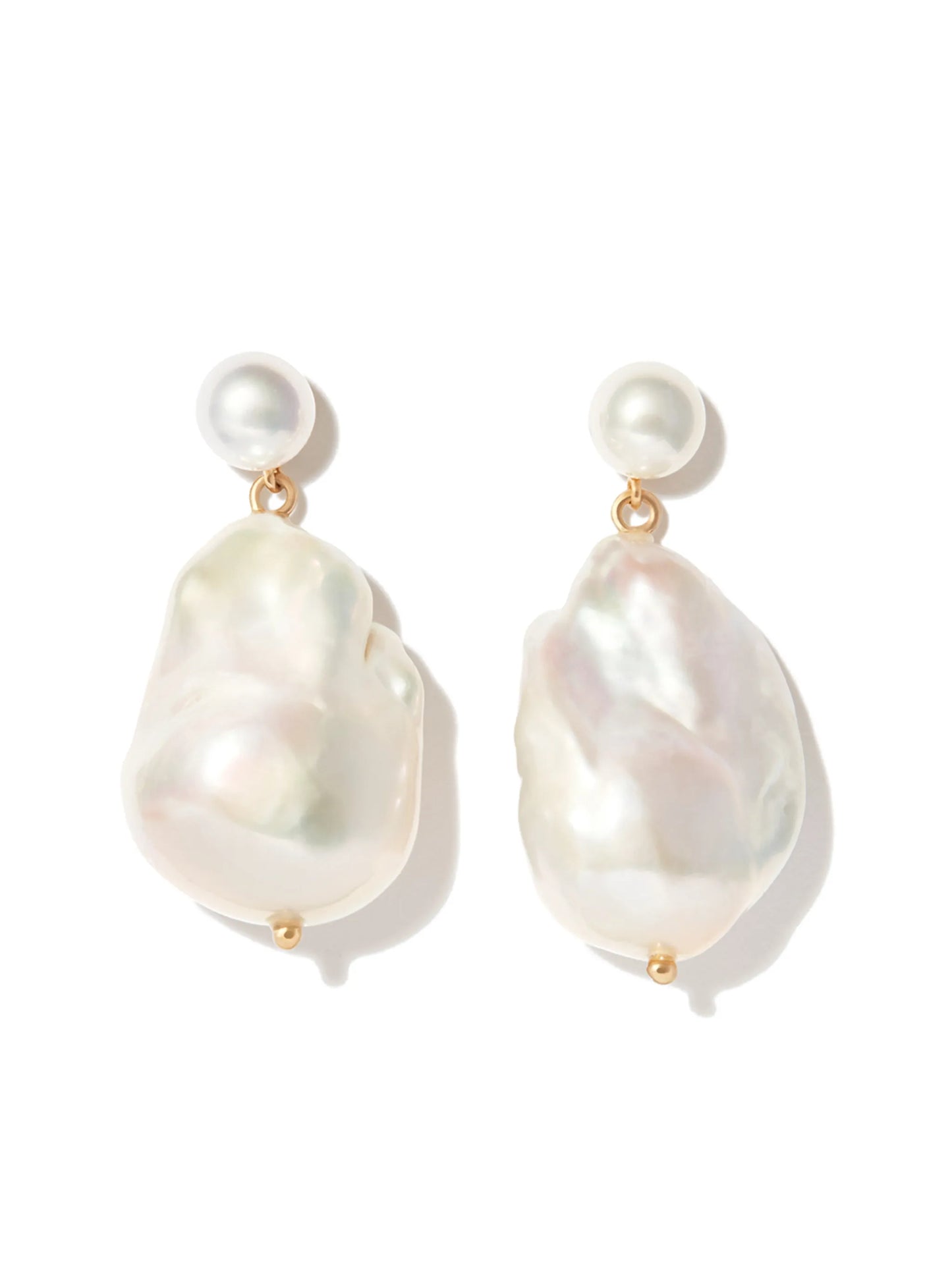 14kt yellow gold pearl drop earring