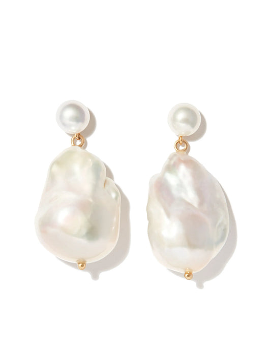 14kt yellow gold pearl drop earring