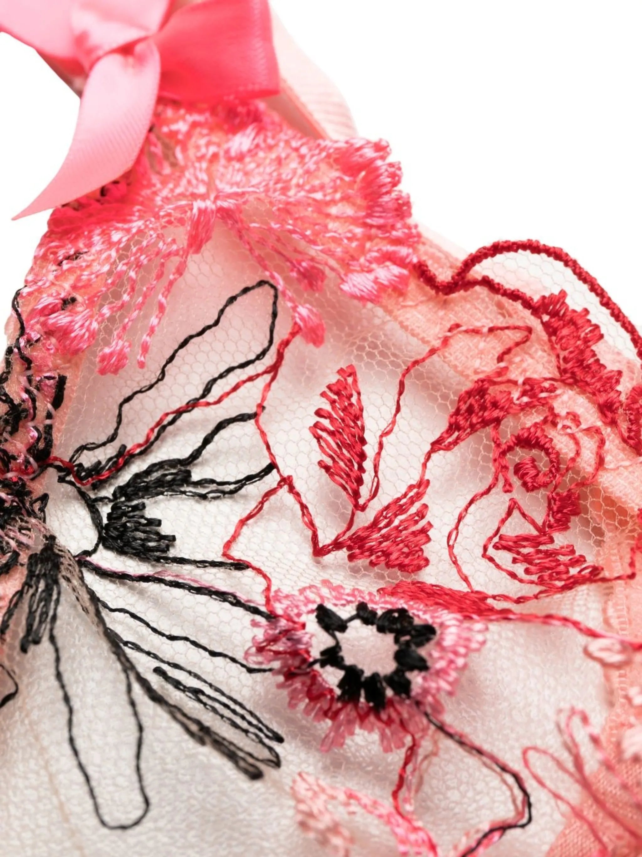 Zuri floral-embroidered thong