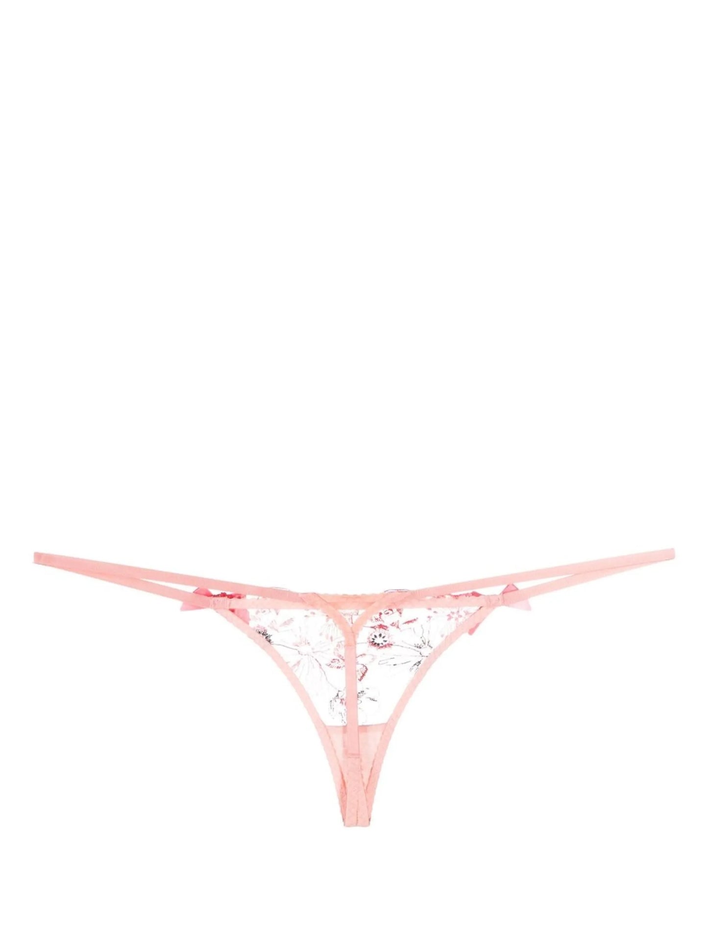 Zuri floral-embroidered thong