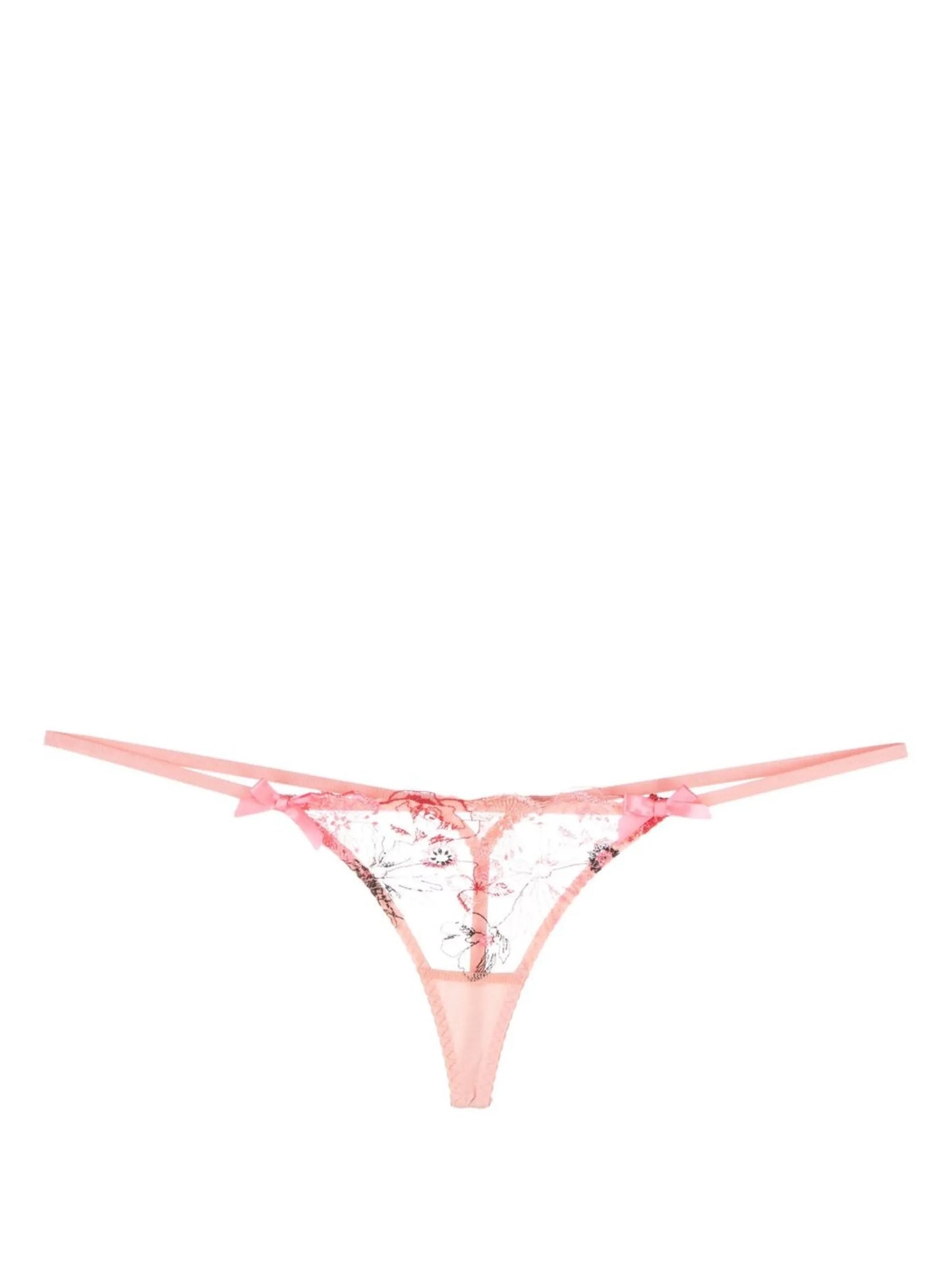 Zuri floral-embroidered thong