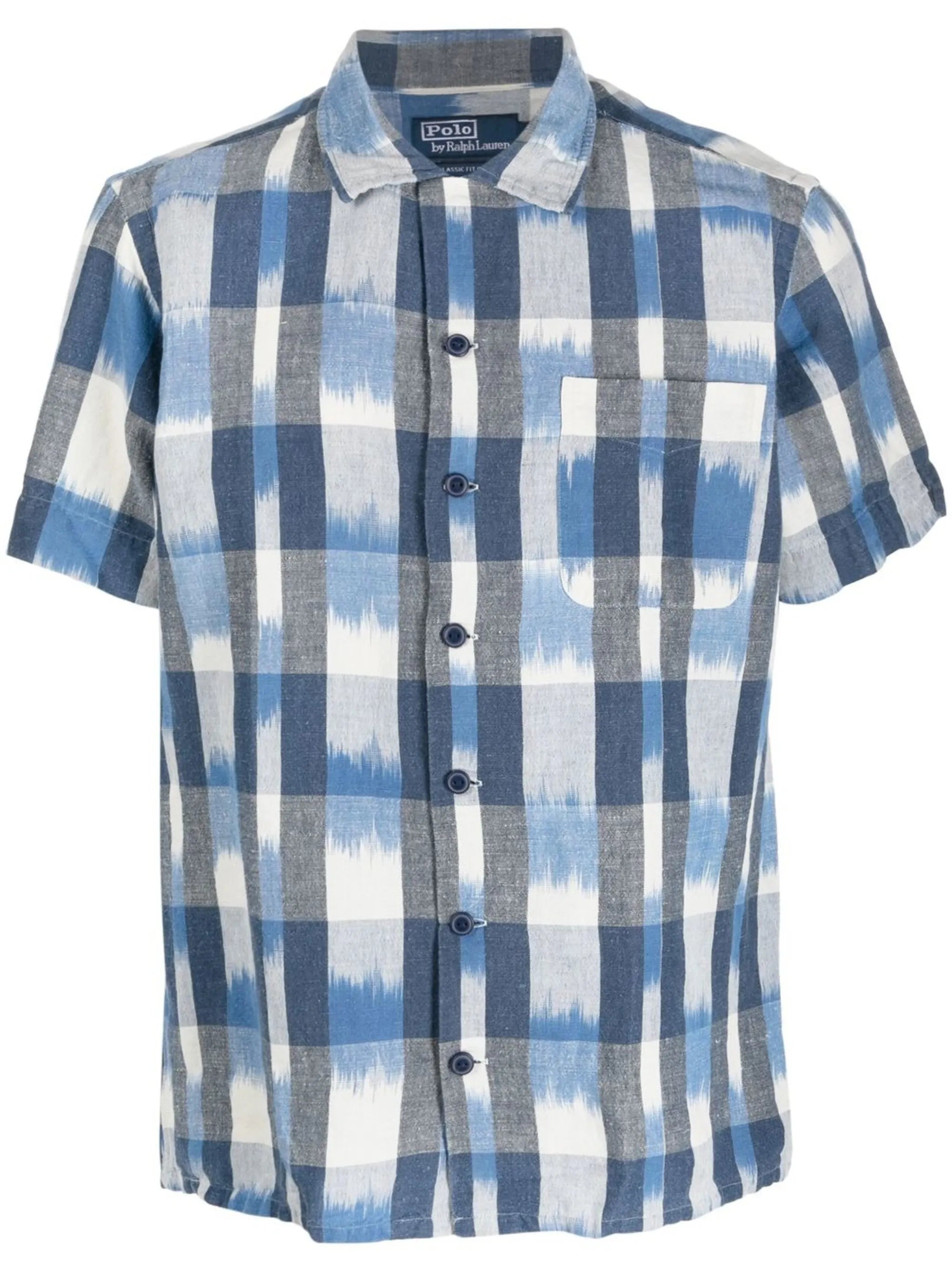 short-sleeve check-print shirt