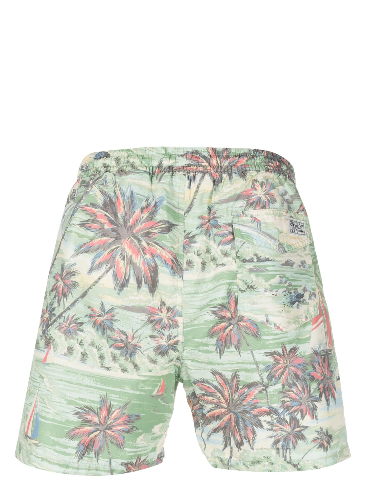 beach-print drawstring swim shorts