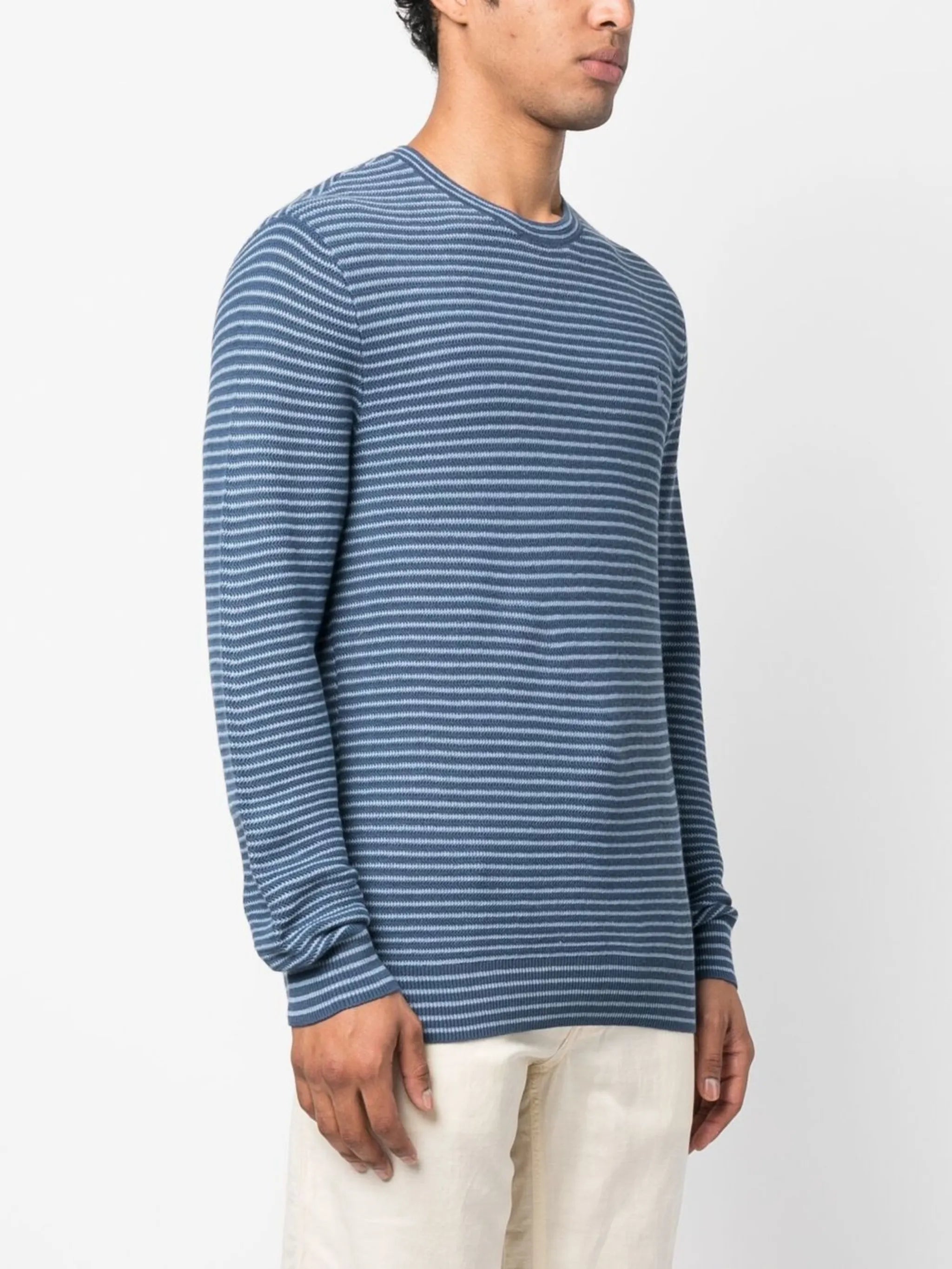 logo-embroidered striped jumper