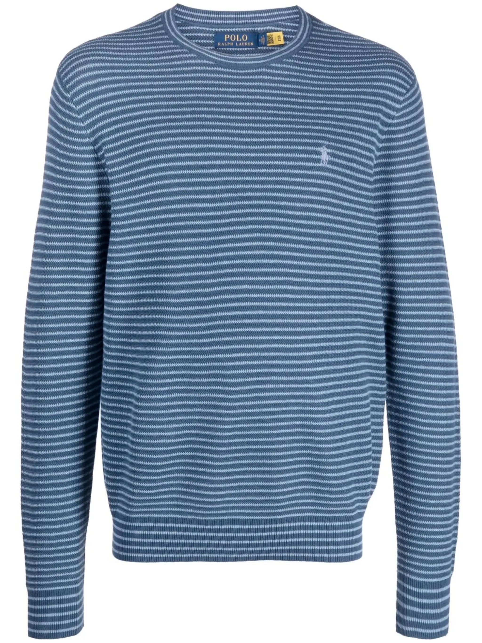 logo-embroidered striped jumper