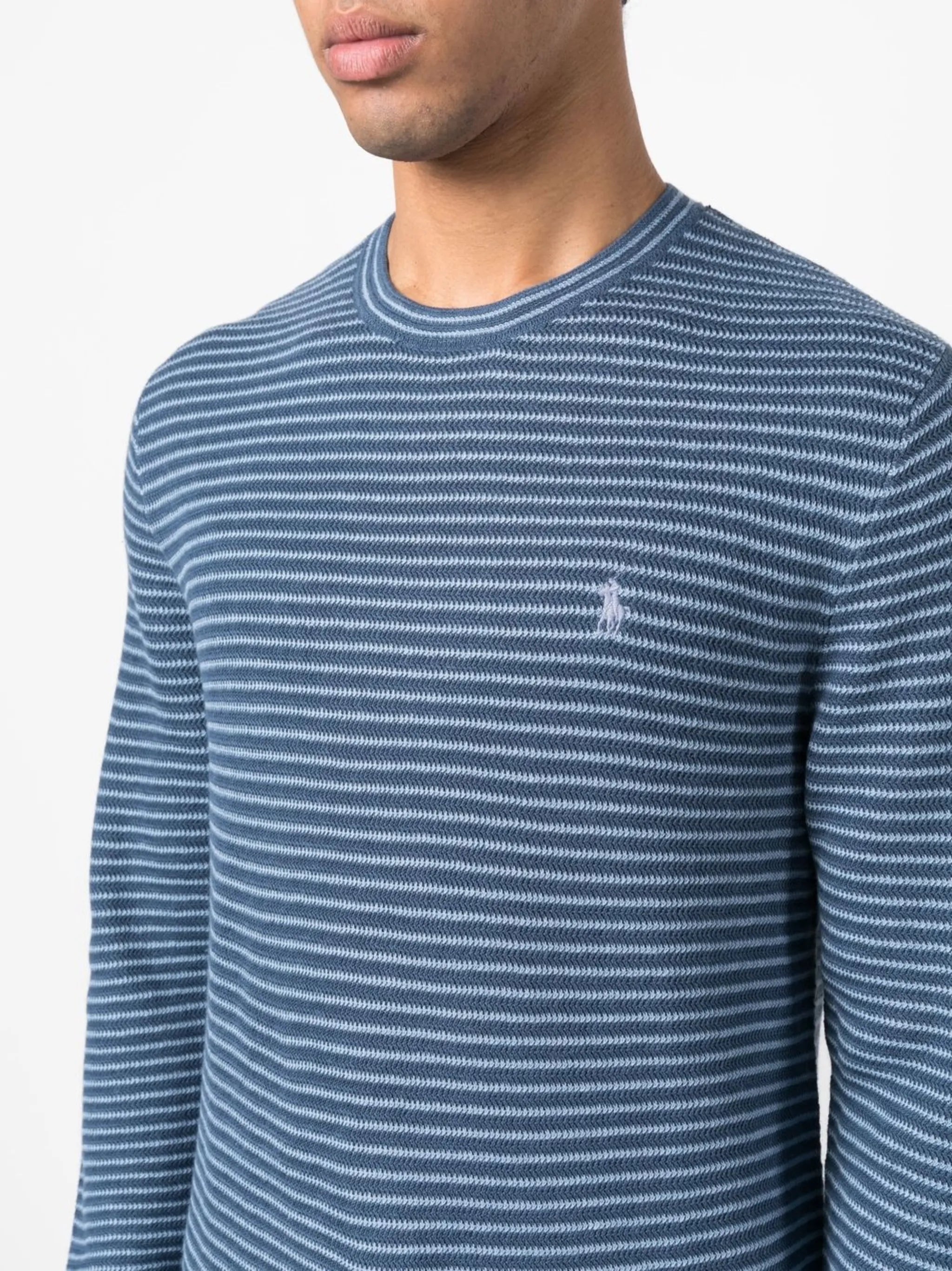 logo-embroidered striped jumper