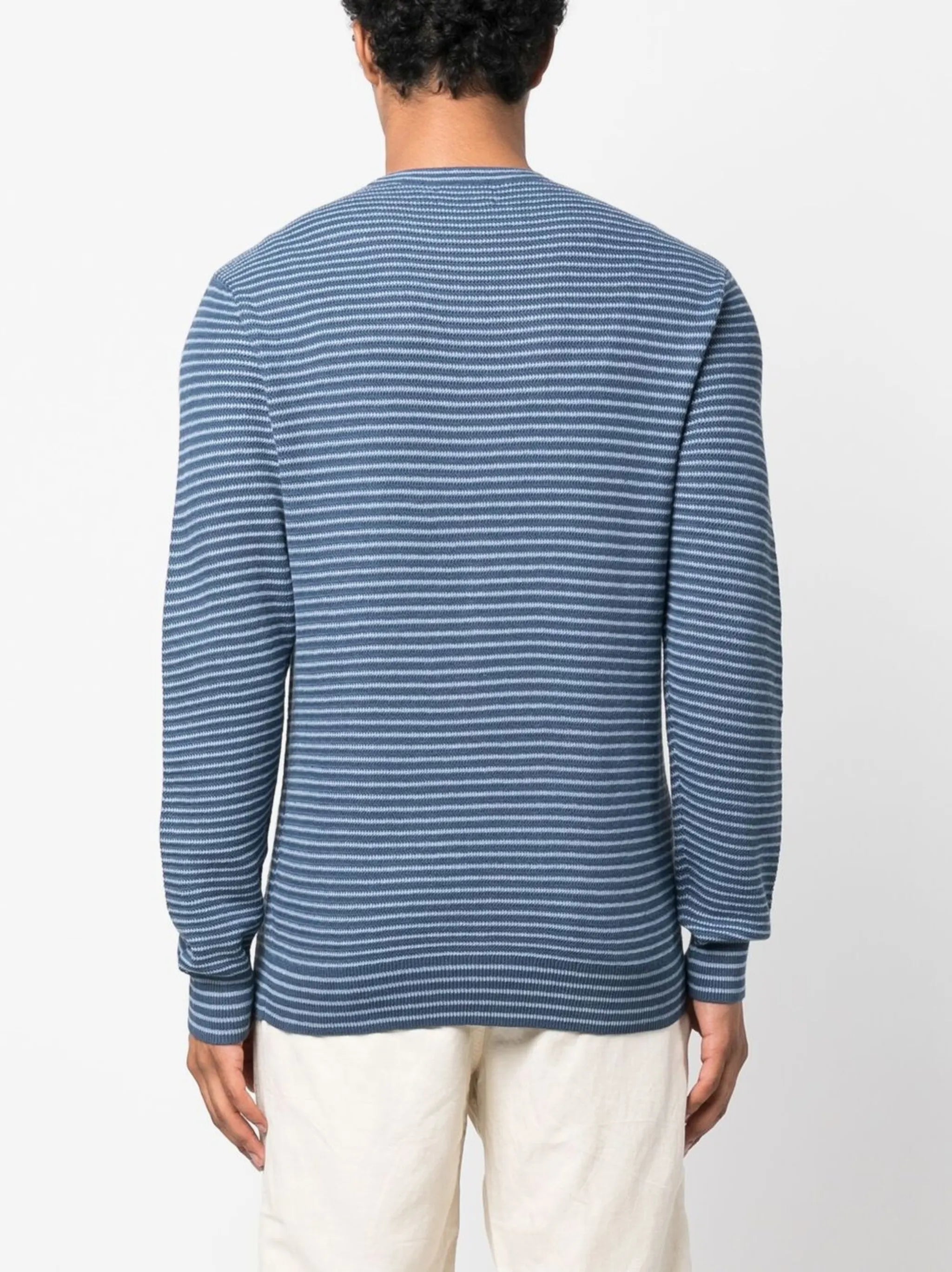 logo-embroidered striped jumper