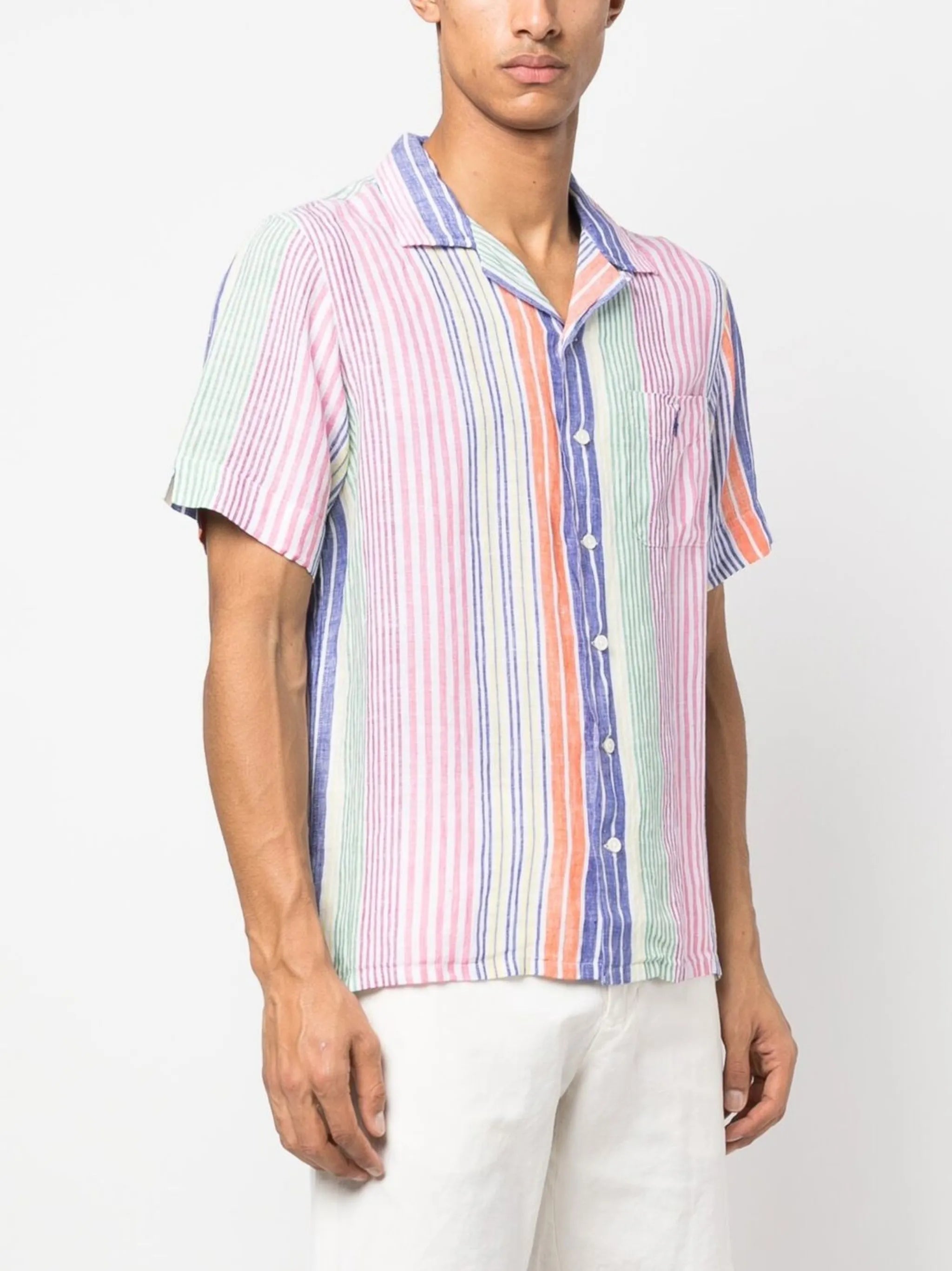 striped short-sleeve linen shirt